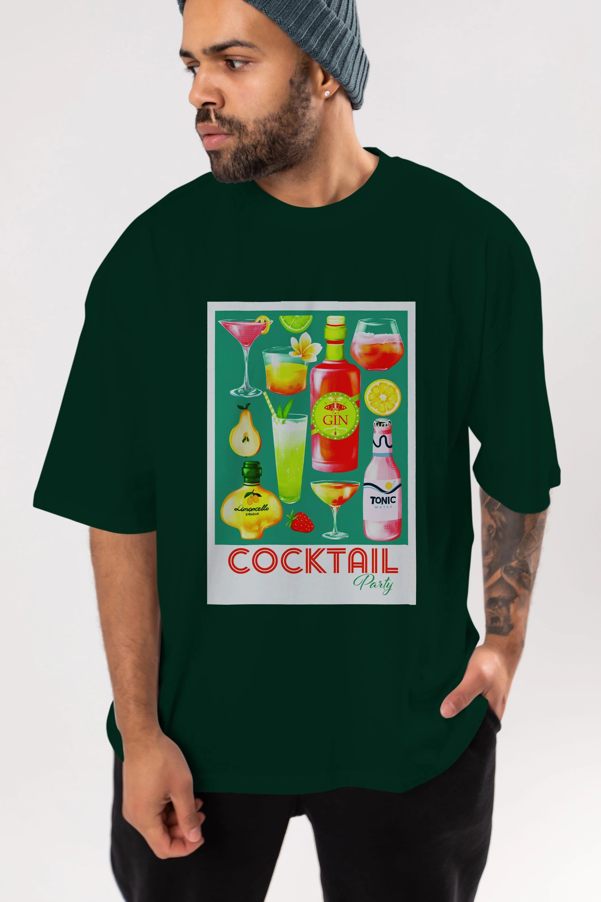 Cocktail Party 2 Ön Baskılı Oversize t-shirt Erkek Kadın Unisex %100 Pamuk Bisiklet Yaka tişort