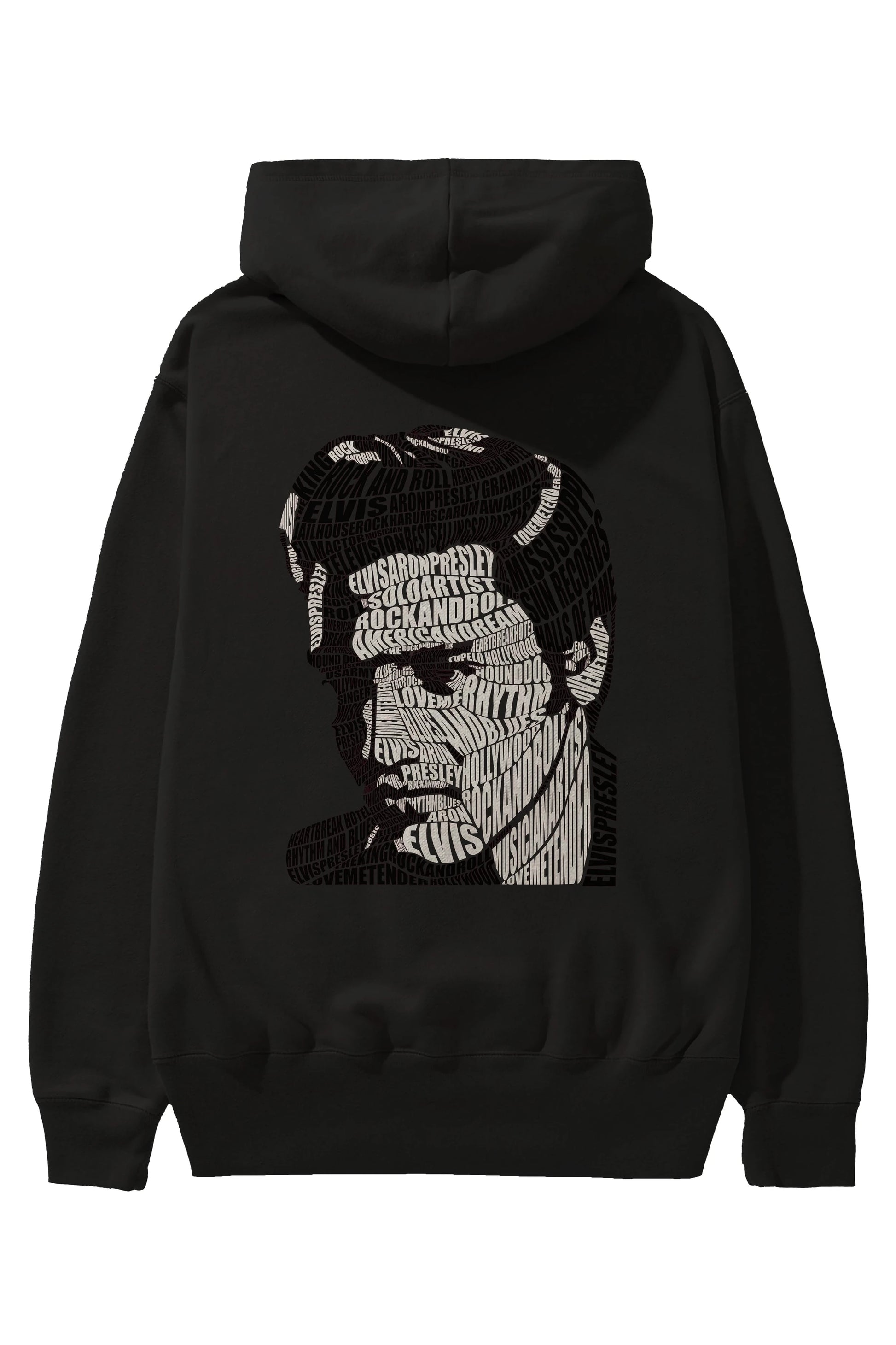 Elvis Presley Calligram Arka Baskılı Hoodie Oversize Kapüşonlu Sweatshirt Erkek Kadın Unisex