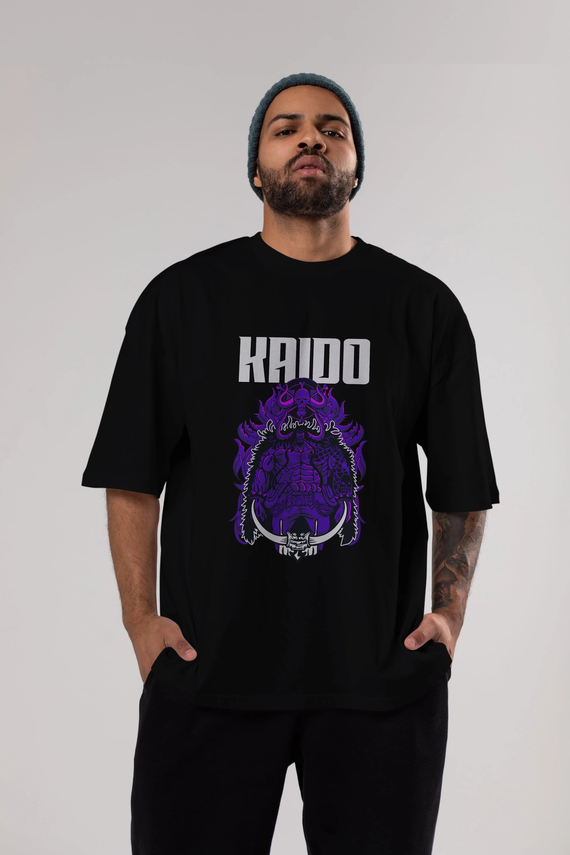 Kaido Anime Ön Baskılı Oversize t-shirt Erkek Kadın Unisex