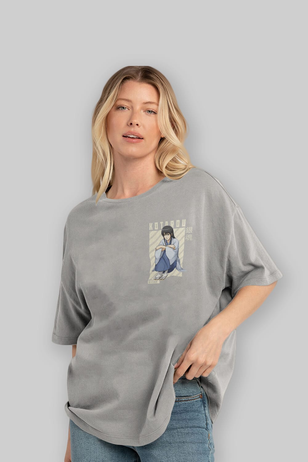 Kotarou Katsura GINTAMA Ön Sol Baskılı Oversize t-shirt Erkek Kadın Unisex %100 Pamuk Bisiklet Yaka tişort