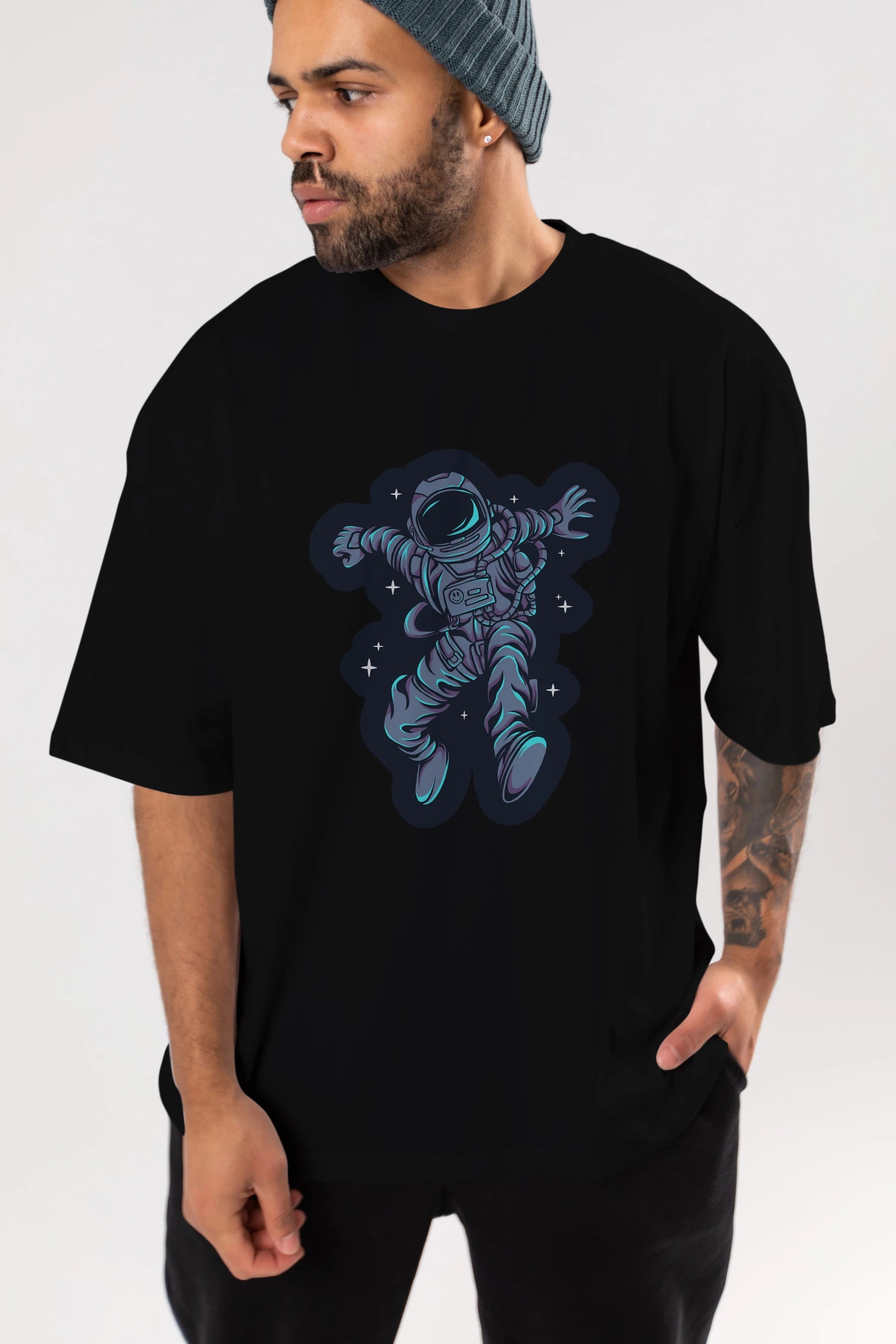 Astrostars sticker Ön Baskılı Oversize t-shirt Erkek Kadın Unisex