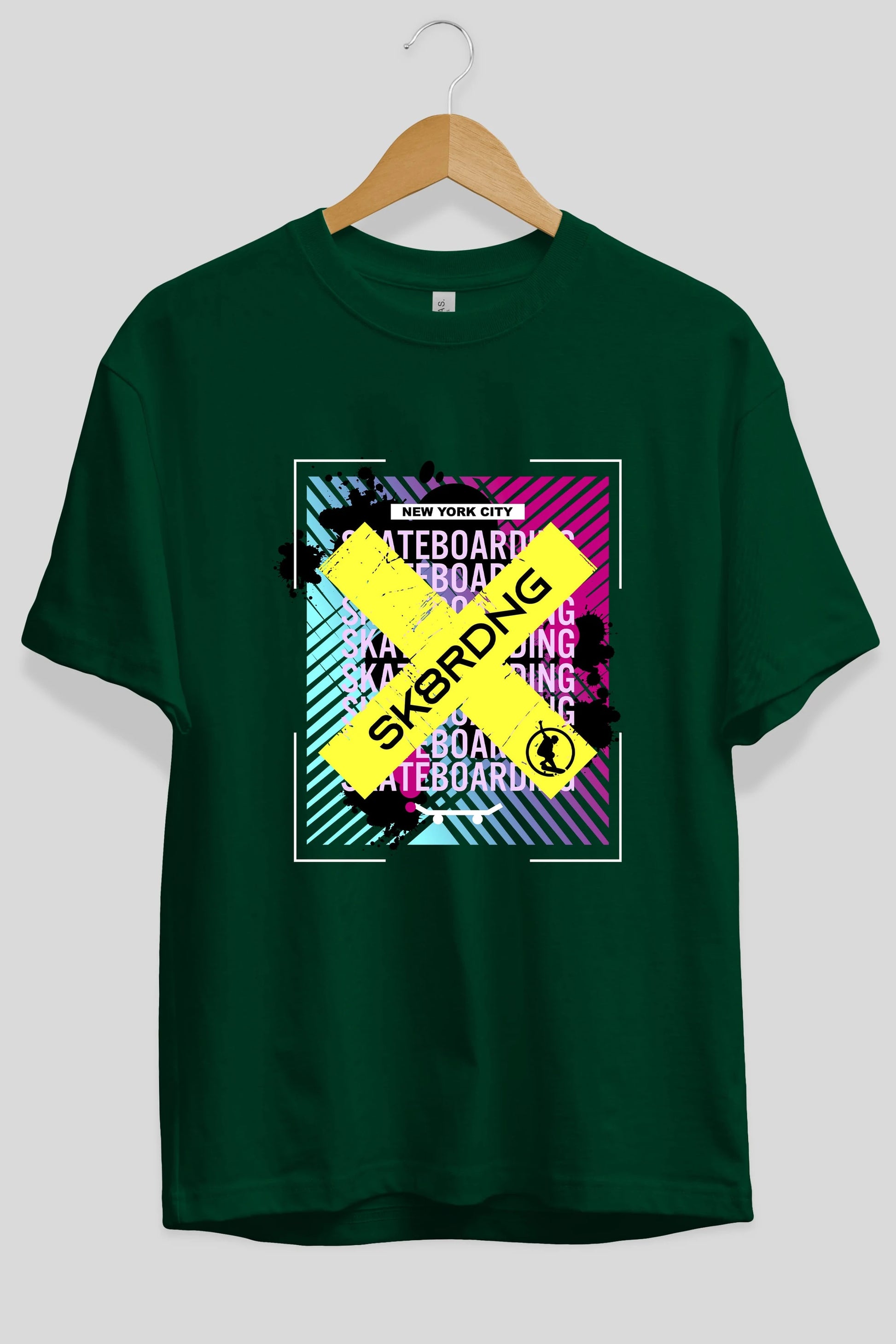 Skatebording Ön Baskılı Oversize t-shirt Erkek Kadın Unisex