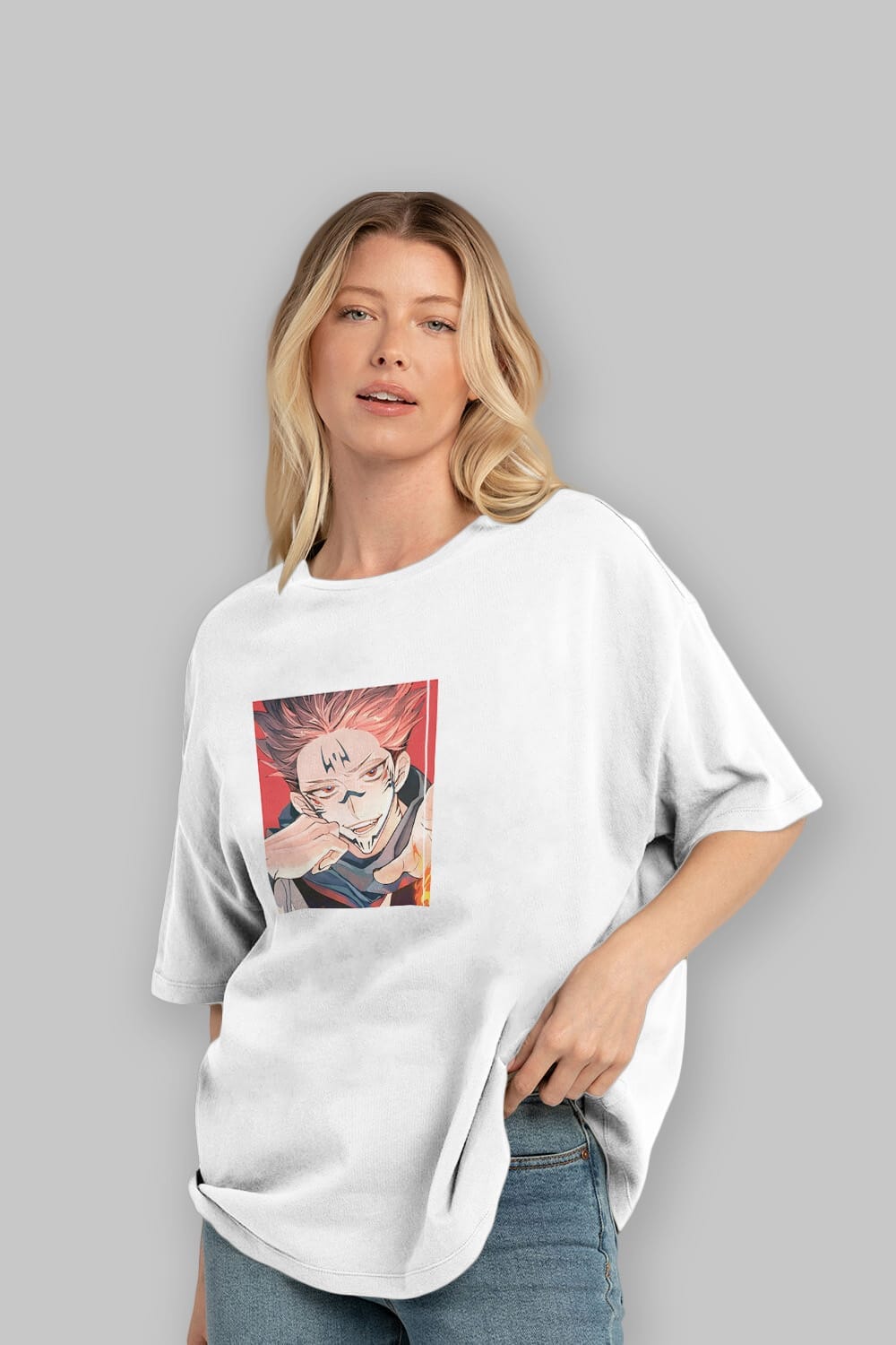 Sukuna Ryoumen 4 Anime Ön Baskılı Oversize t-shirt %100 pamuk Erkek Kadın Unisex