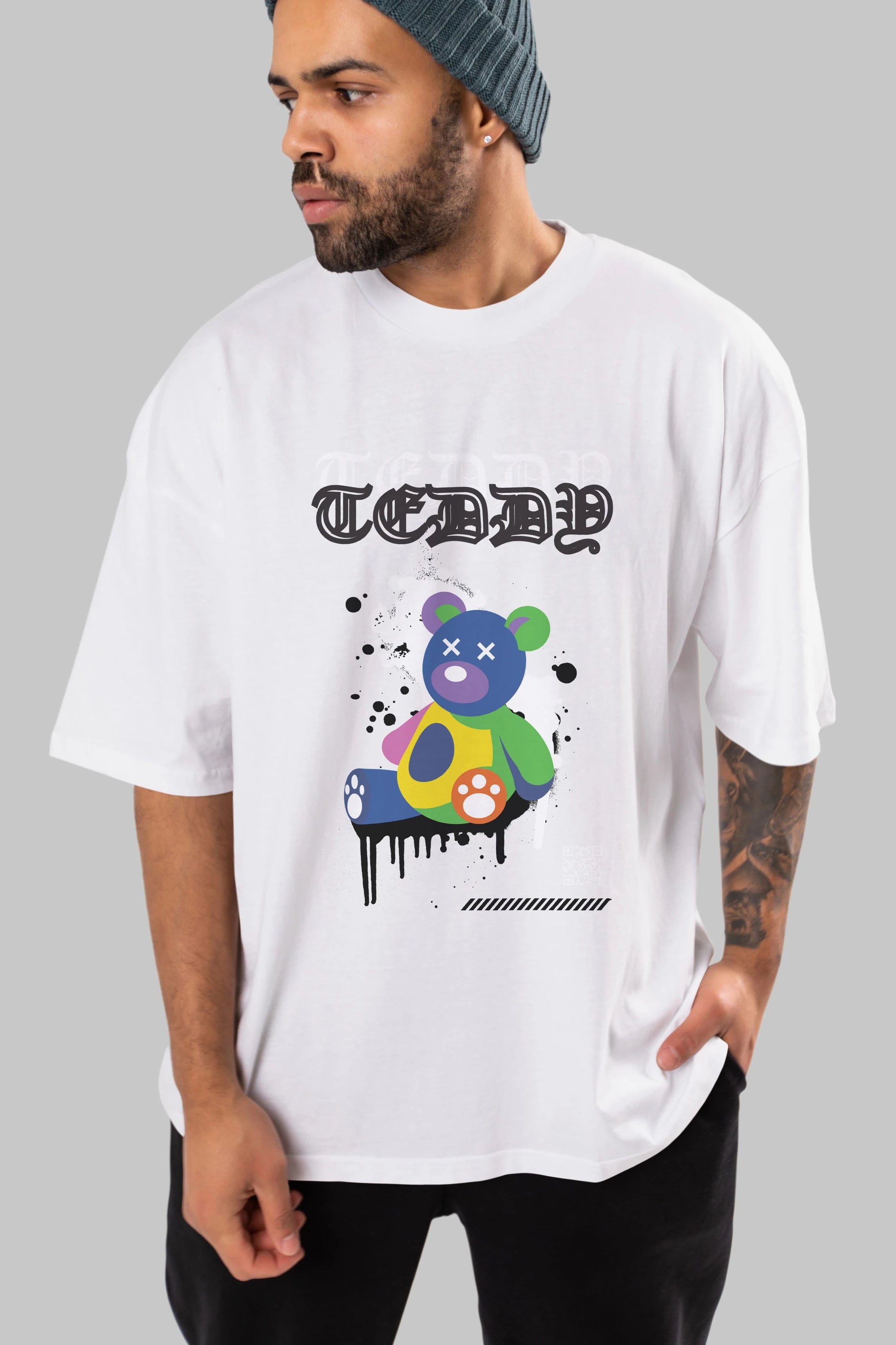 Teddy Bear Ön Baskılı Oversize t-shirt Erkek Kadın Unisex