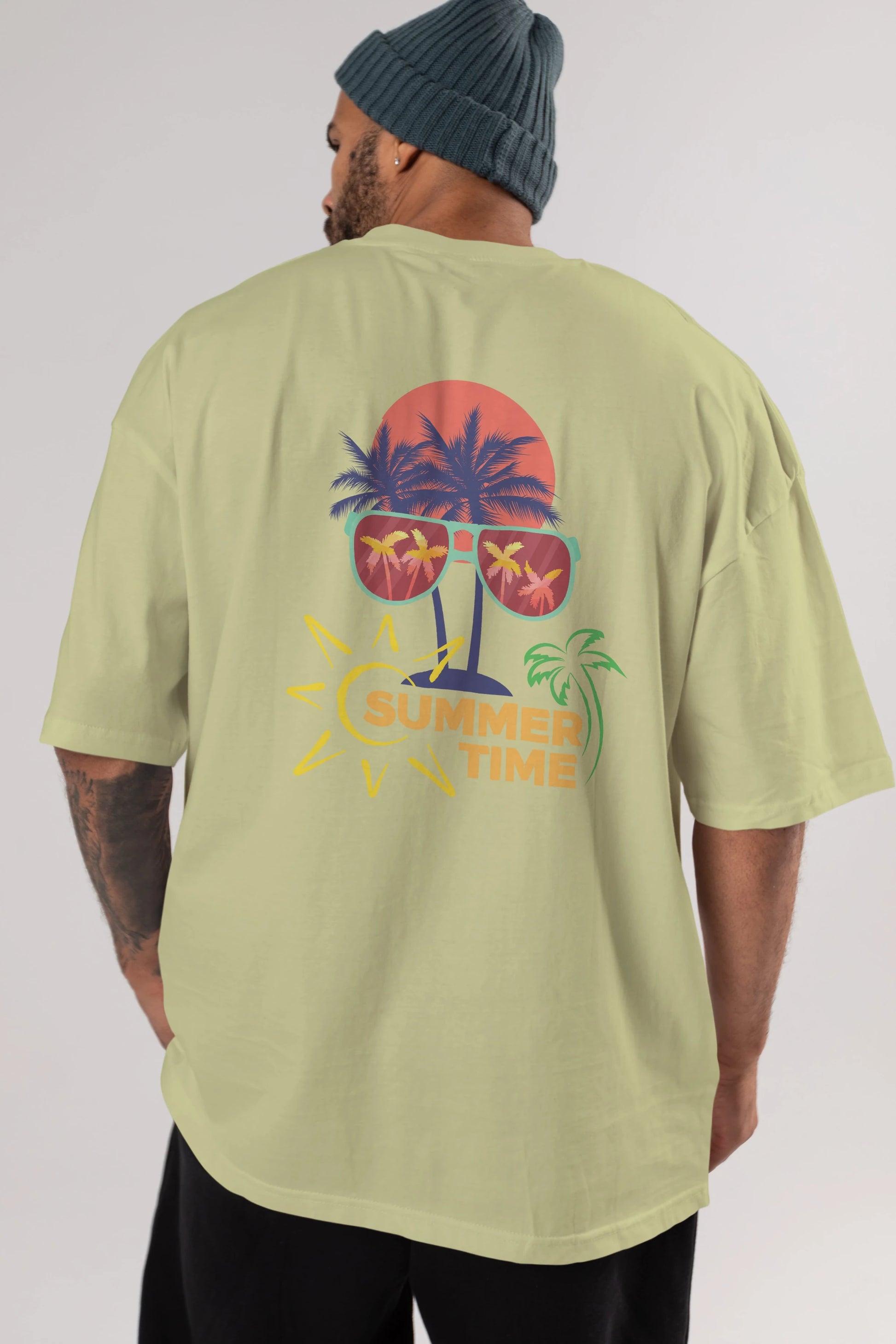 Summer Time Yazılı Arka Baskılı Oversize t-shirt Erkek Kadın Unisex