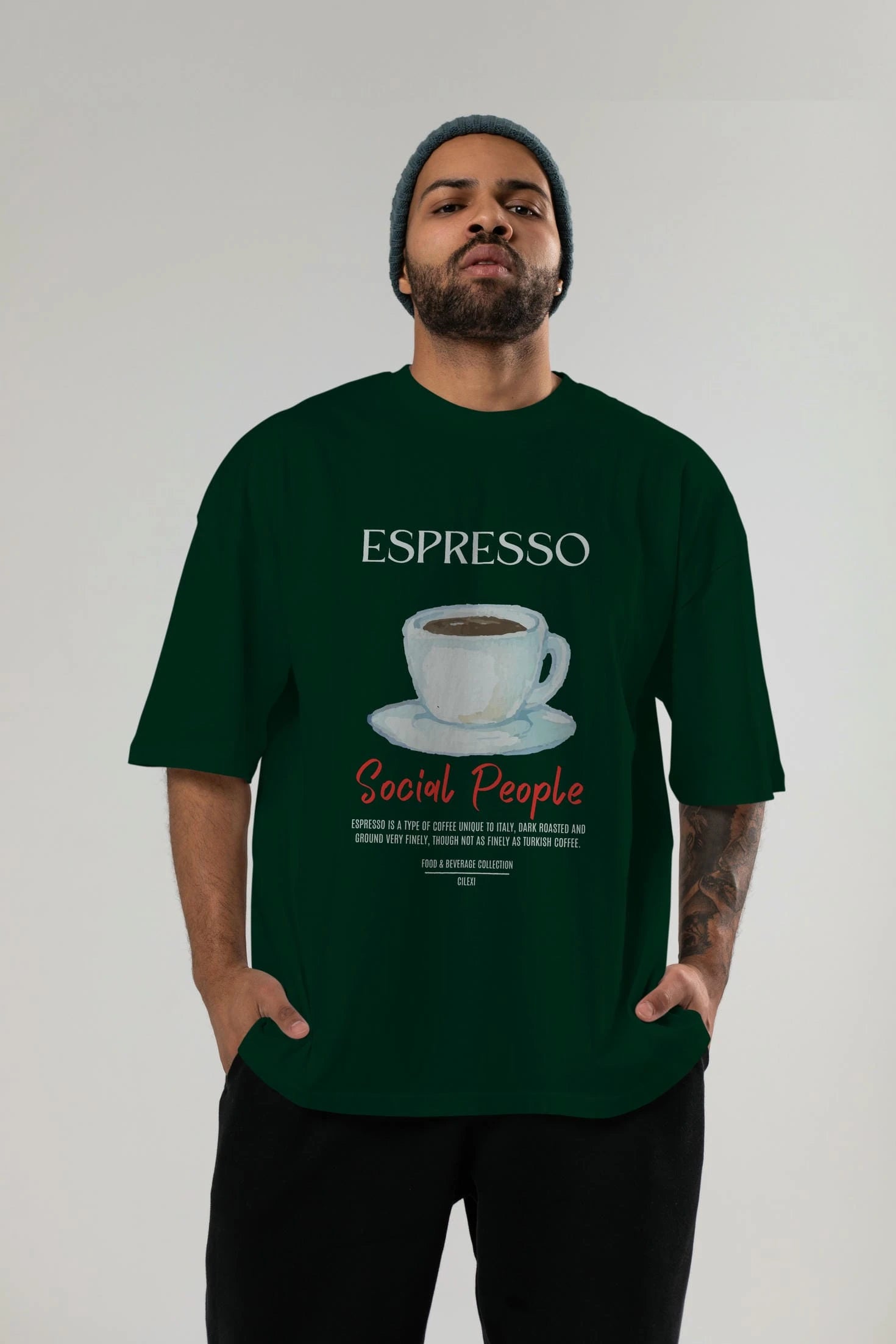 Espresso Kokteyl Serisi ön Baskılı Oversize t-shirt Erkek Kadın %100 Pamuk Bisiklet Yaka tişort