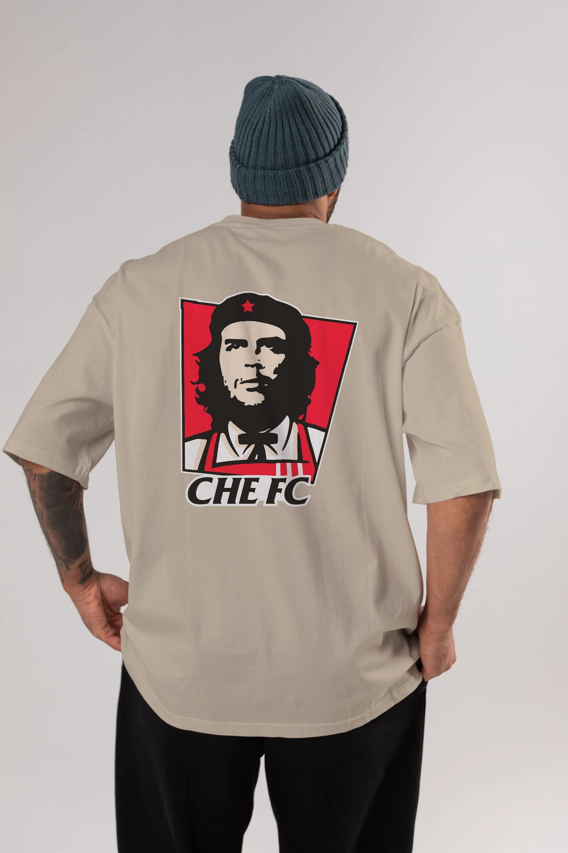 Che FC Arka Baskılı Oversize t-shirt Erkek Kadın Unisex %100 Pamuk Bisiklet Yaka tişort