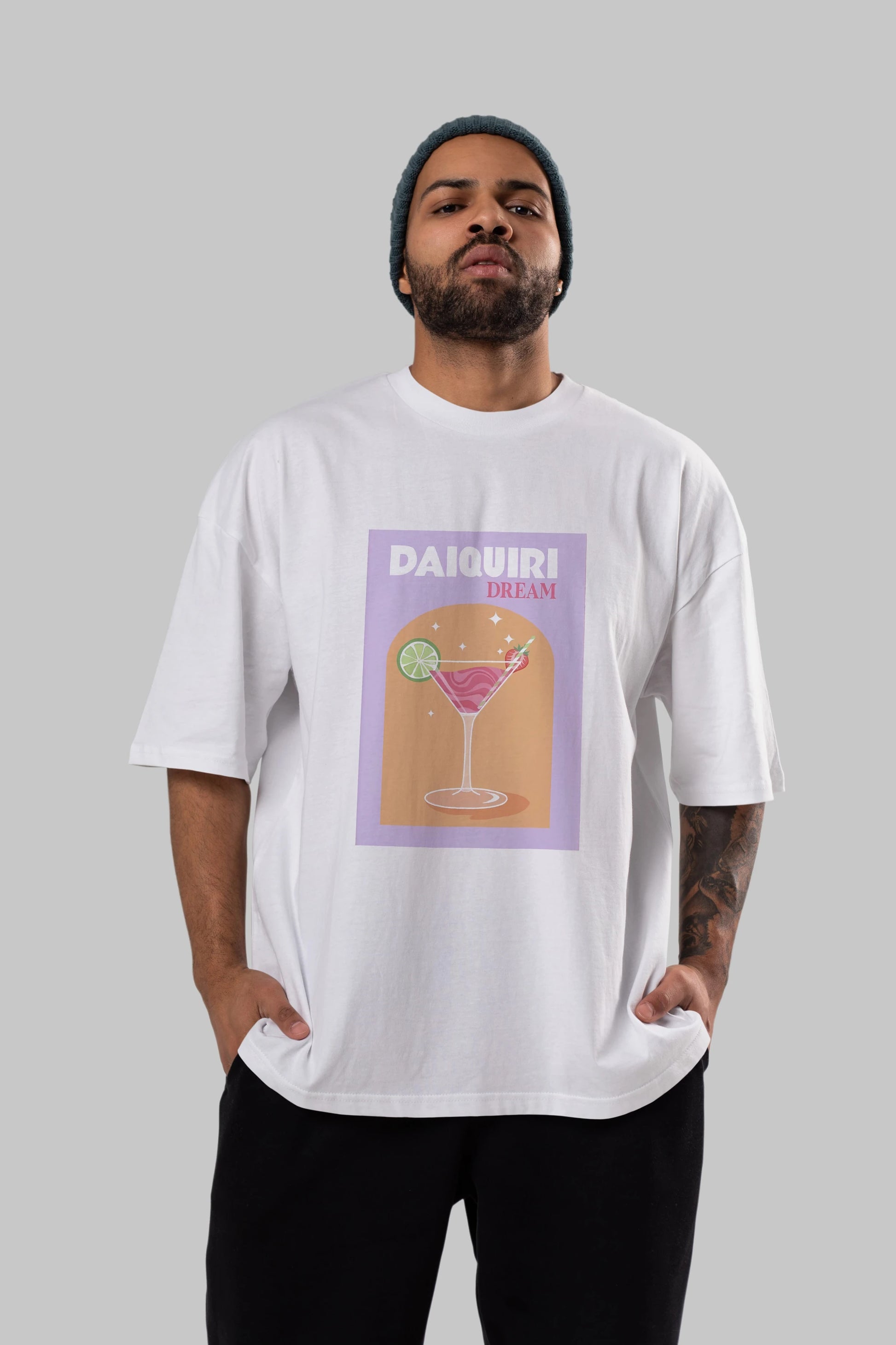 Daiquiri Dream Ön Baskılı Oversize t-shirt Erkek Kadın Unisex %100 Pamuk Bisiklet Yaka tişort