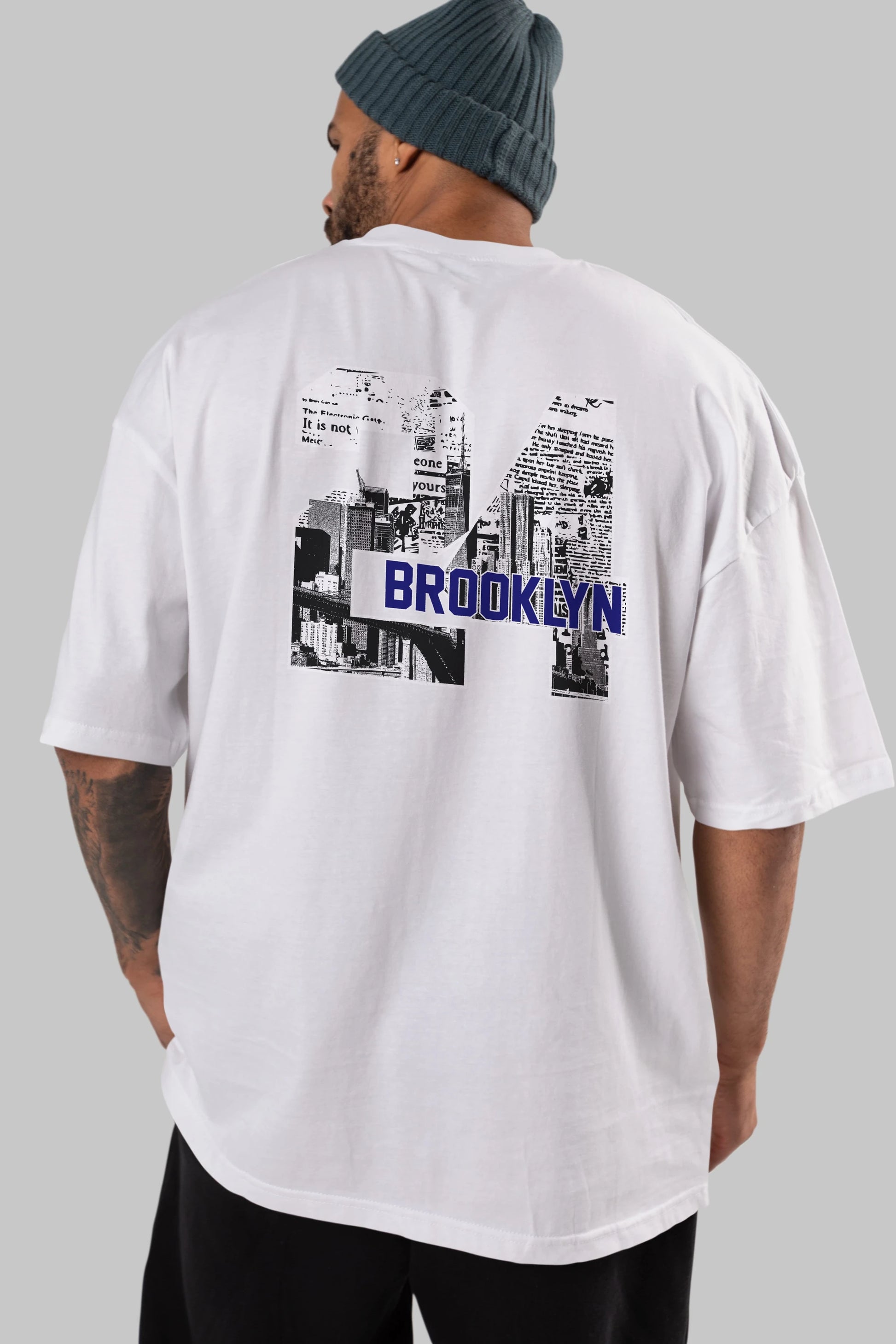 Brooklyn 24 Arka Baskılı Oversize t-shirt Erkek Kadın Unisex