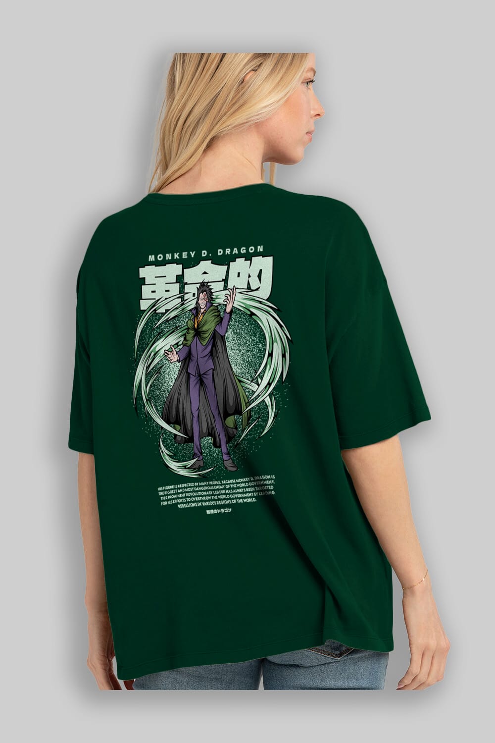 Monkey D. Dragon Anime Arka Baskılı Oversize t-shirt Erkek Kadın Unisex
