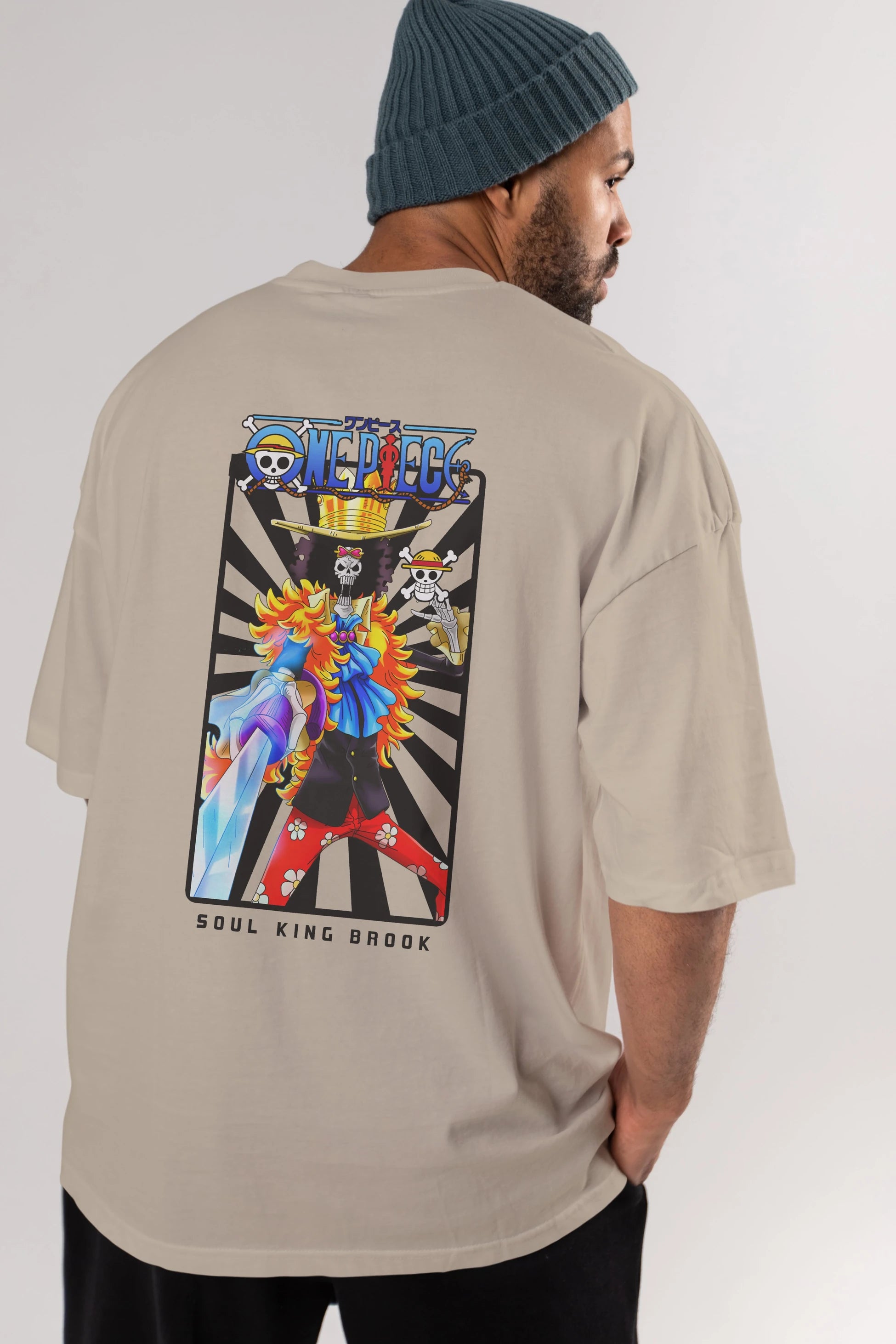 Brook Anime Arka Baskılı Oversize t-shirt Erkek Kadın Unisex %100 pamuk tişort