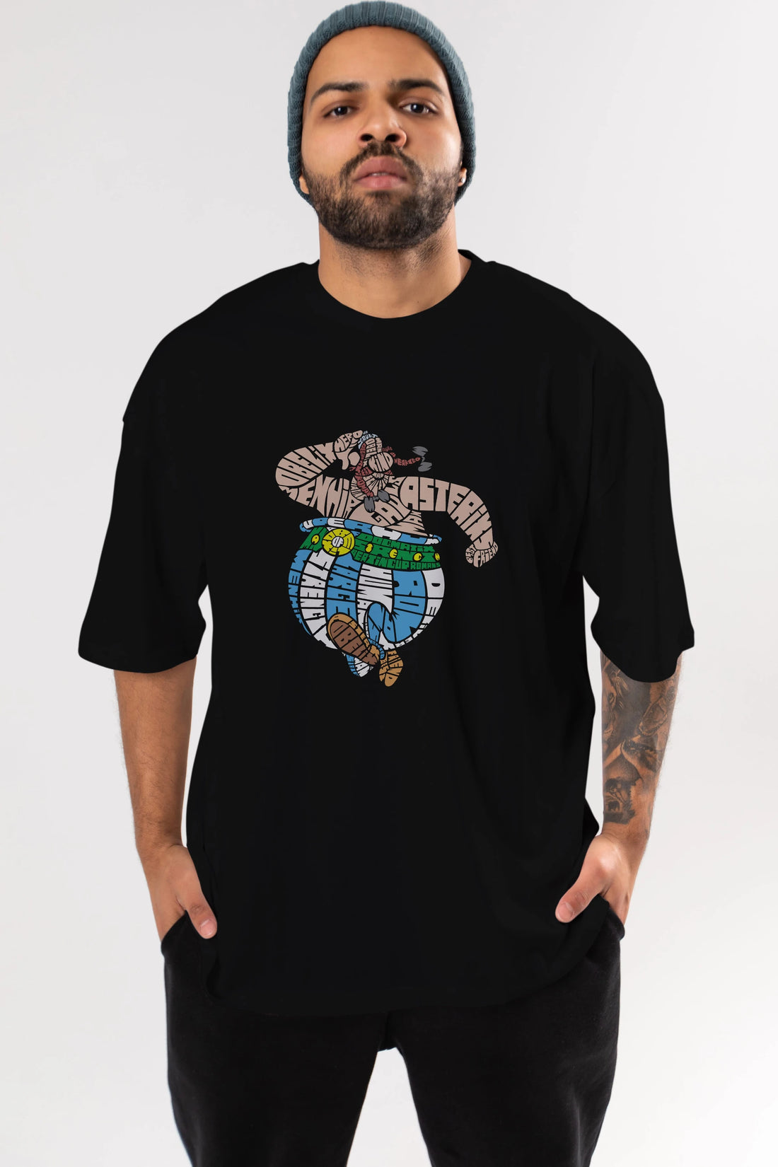 Obelix Ön Baskılı Oversize t-shirt %100 pamuk Erkek Kadın Unisex