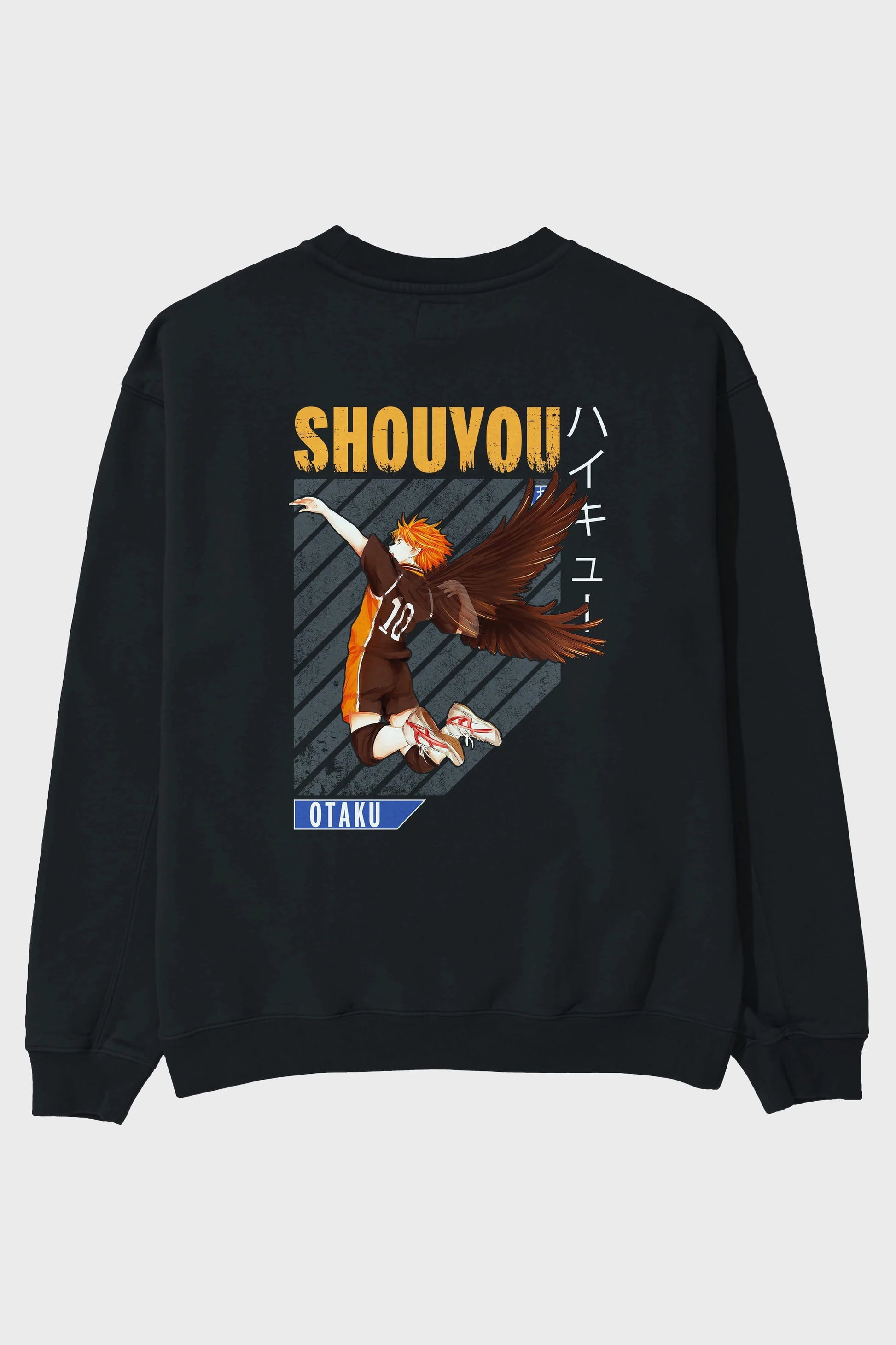 Shouyou Hinata 10 Anime Arka Baskılı Oversize Sweatshirt Erkek Kadın Unisex
