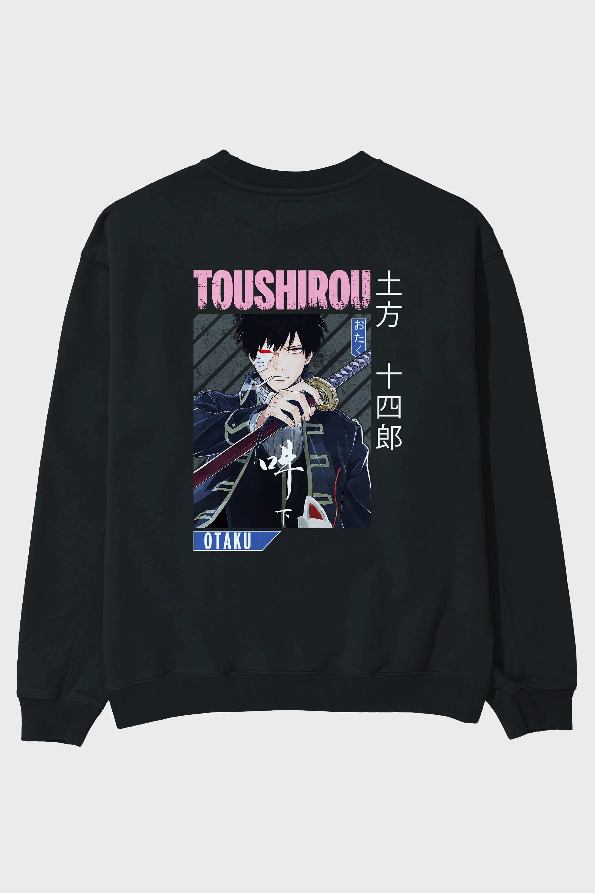 Toushirou Hijikata 1 Anime Arka Baskılı Oversize Sweatshirt Erkek Kadın Unisex