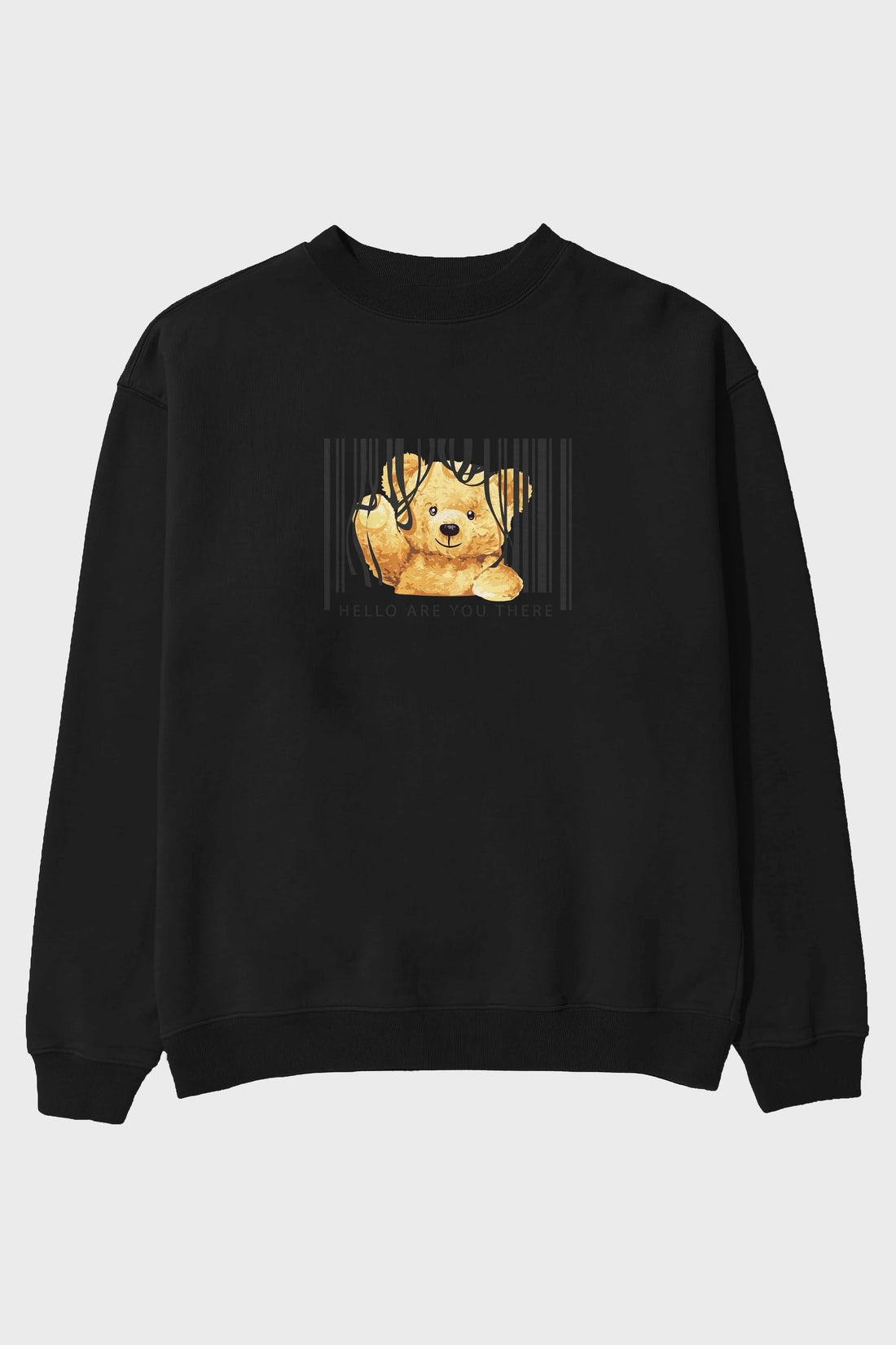 Teddy Bear Hello Ön Baskılı Oversize Sweatshirt Erkek Kadın Unisex