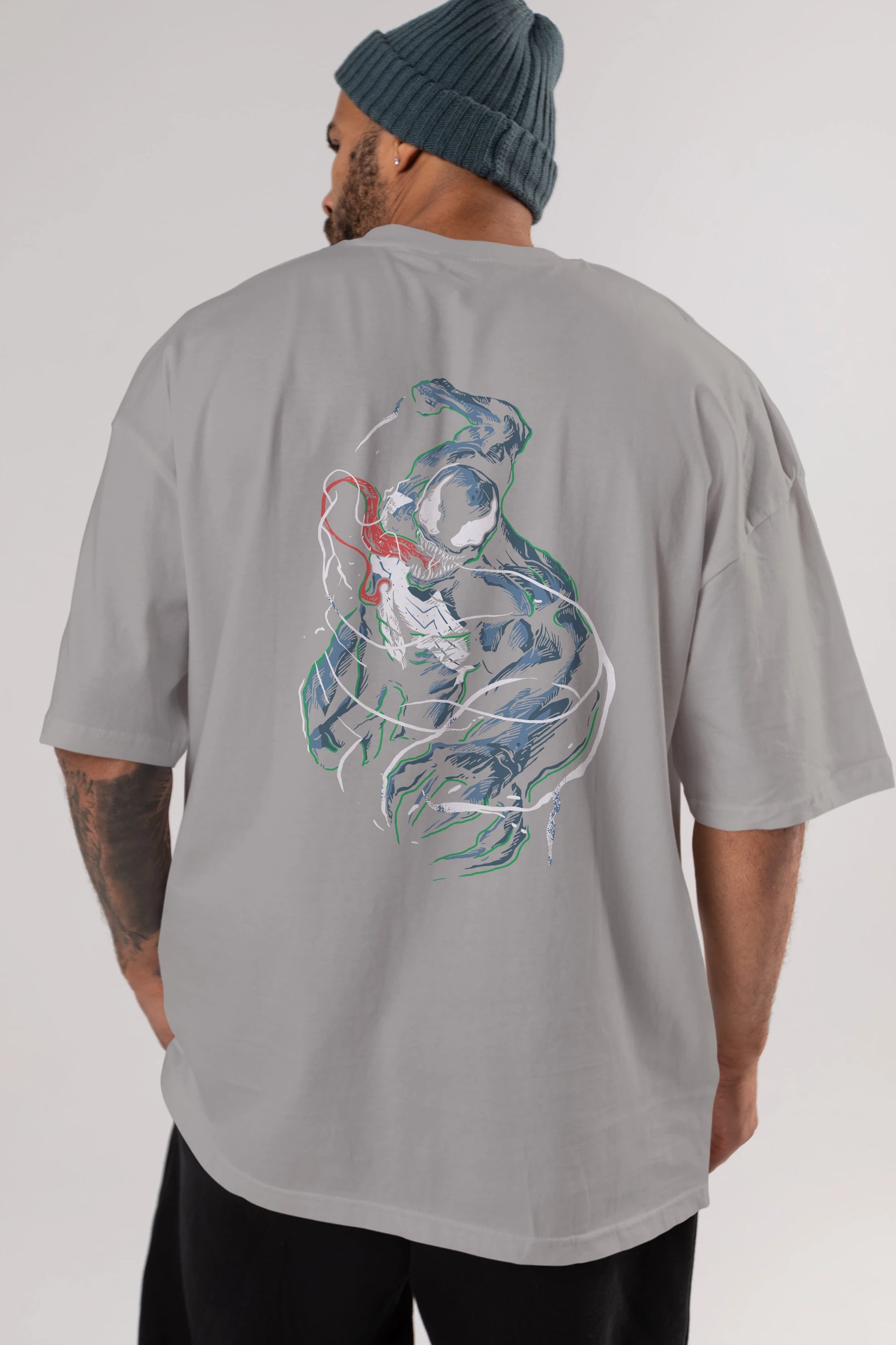 Venom (5) Arka Baskılı Oversize t-shirt Erkek Kadın Unisex %100 Pamuk Bisiklet Yaka tişort