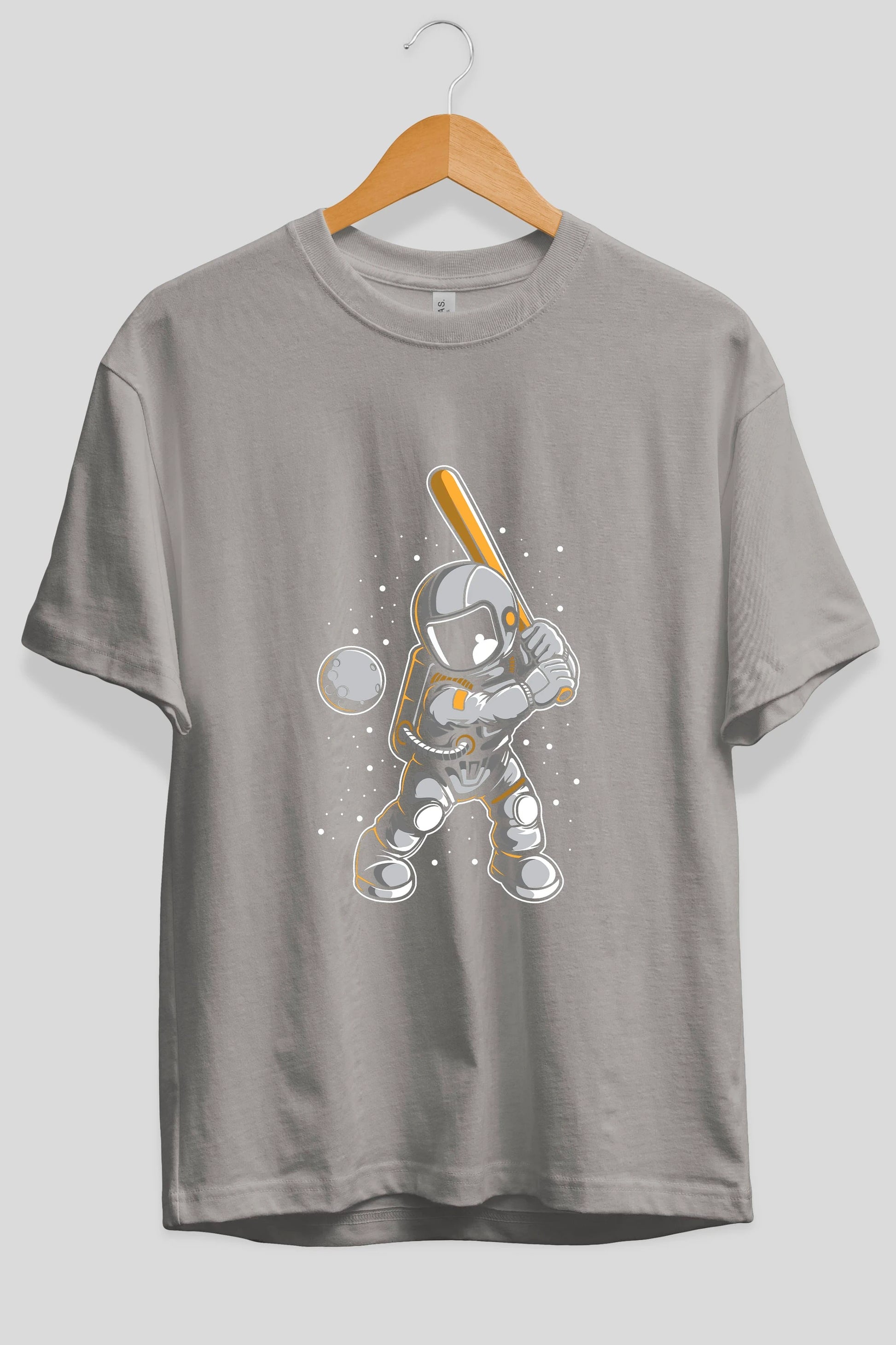 Astronaut Baseball Ön Baskılı Oversize t-shirt Erkek Kadın Unisex