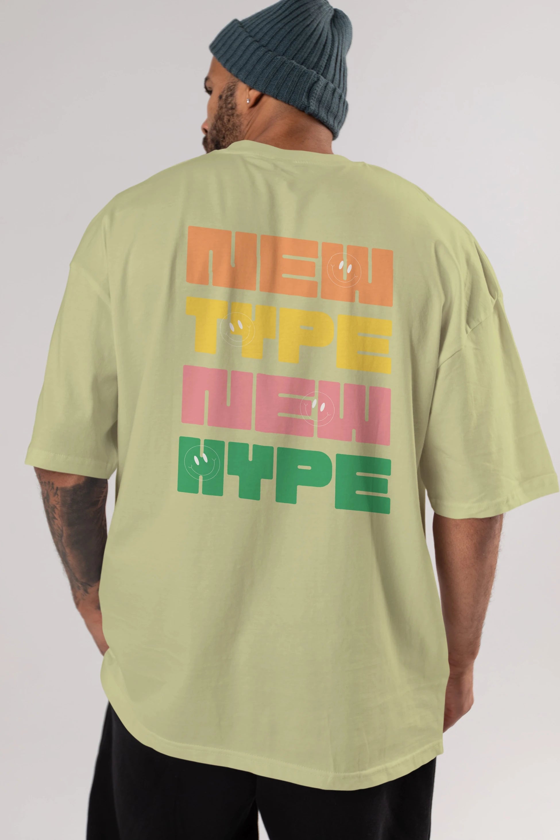 New Type New Hype Yazılı Arka Baskılı Oversize t-shirt Erkek Kadın Unisex