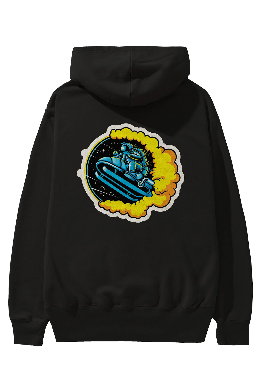 Astrojump with Snowmobile Sticker Arka Baskılı Hoodie Oversize Kapüşonlu Sweatshirt Erkek Kadın Unisex