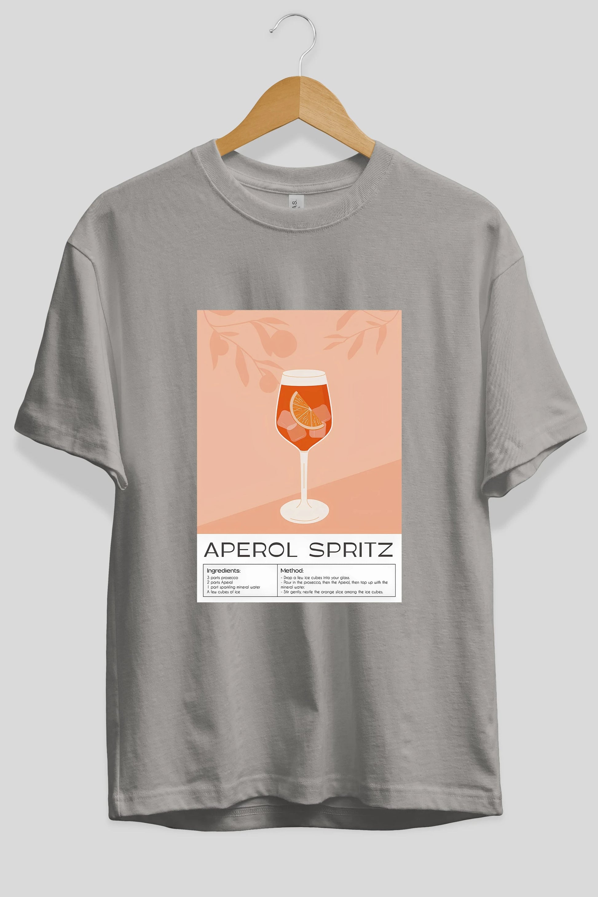 Aperol Spritz 7 Ön Baskılı Oversize t-shirt Erkek Kadın Unisex %100 Pamuk Bisiklet Yaka tişort