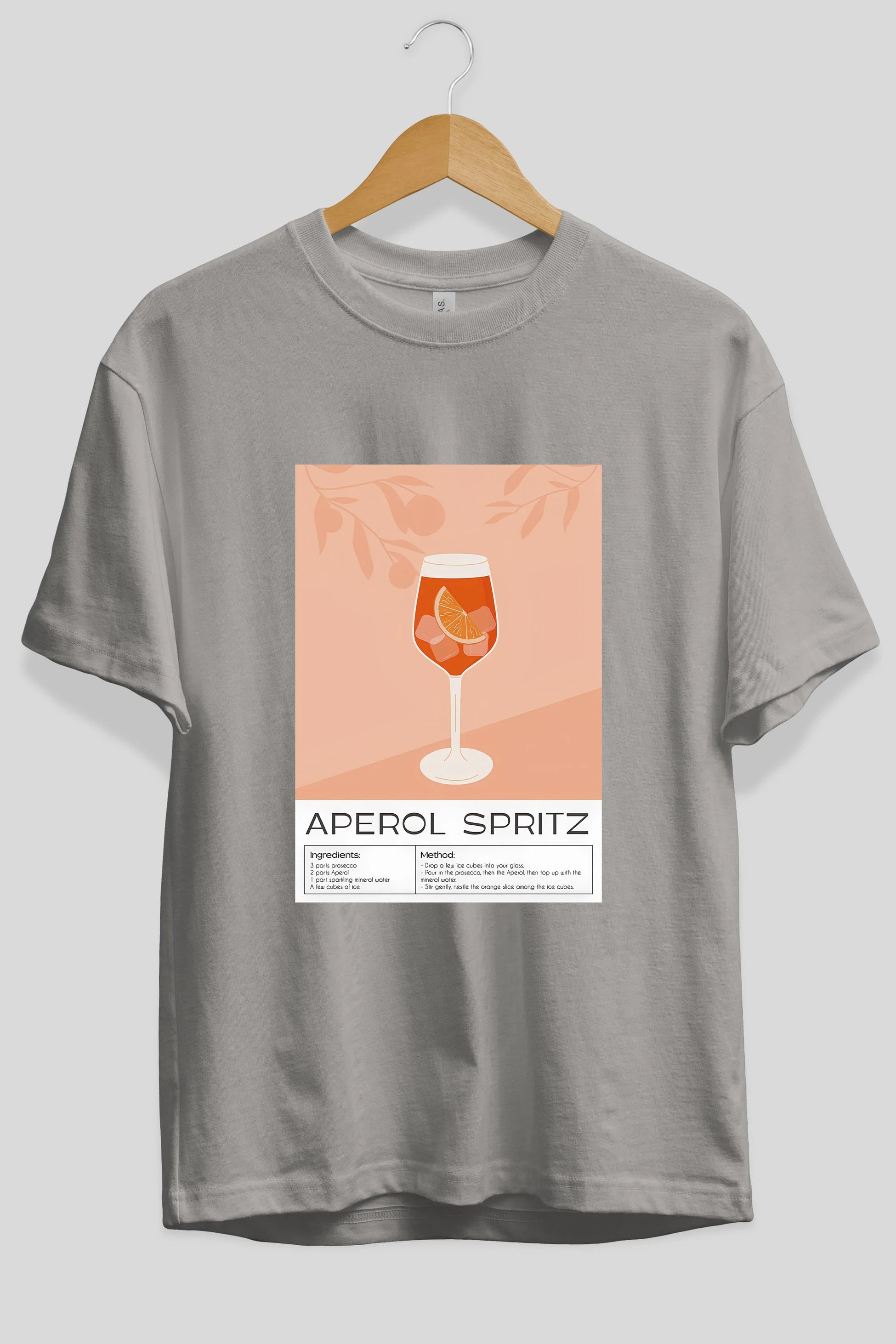 Aperol Spritz 7 Ön Baskılı Oversize t-shirt Erkek Kadın Unisex %100 Pamuk Bisiklet Yaka tişort