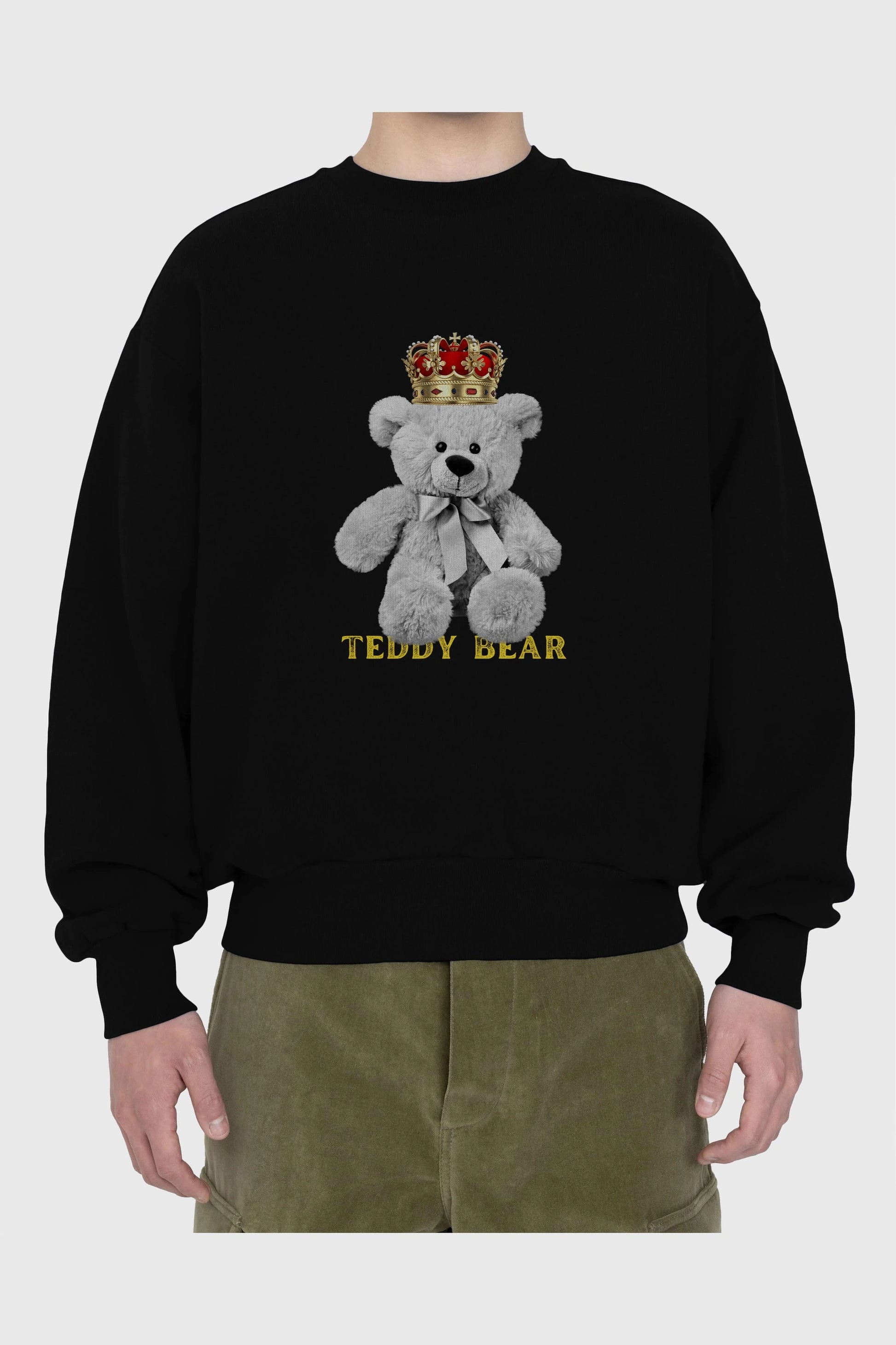 Teddy Bear Ön Baskılı Oversize Sweatshirt Erkek Kadın Unisex