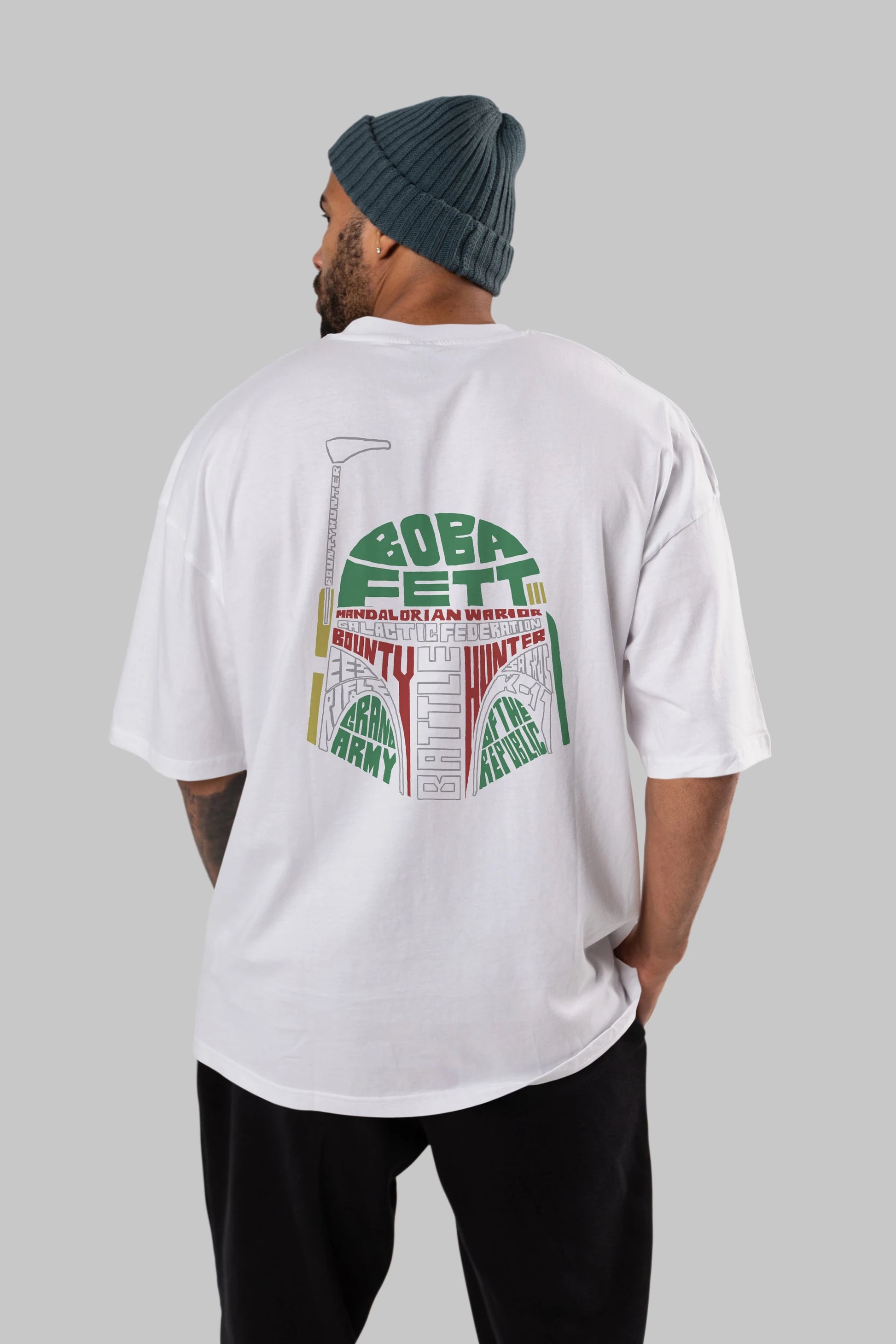 Boba Fett (2) Arka Baskılı Oversize t-shirt %100 pamuk Erkek Kadın Unisex