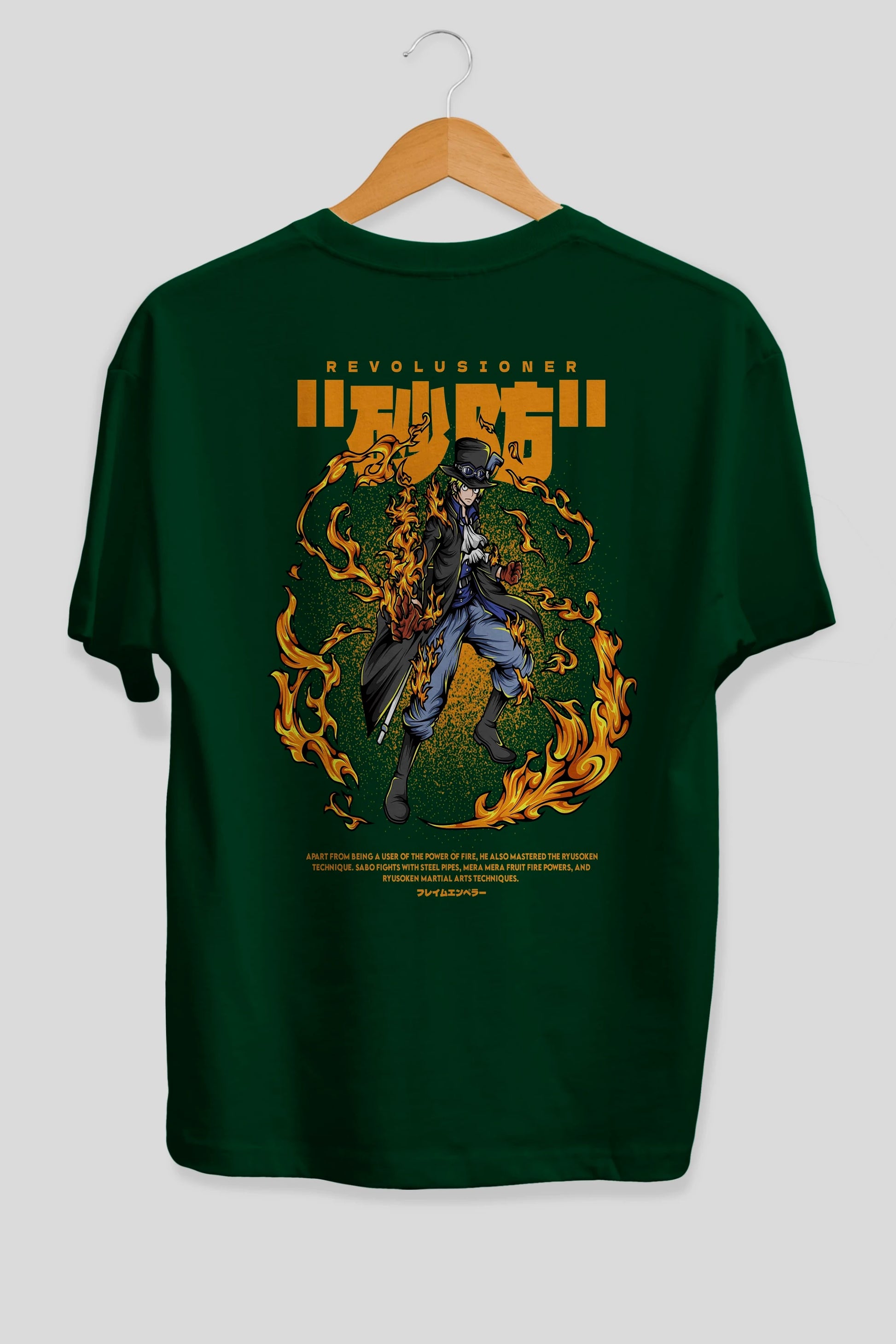 Revolusioner Sabo Anime Arka Baskılı Oversize t-shirt Erkek Kadın Unisex
