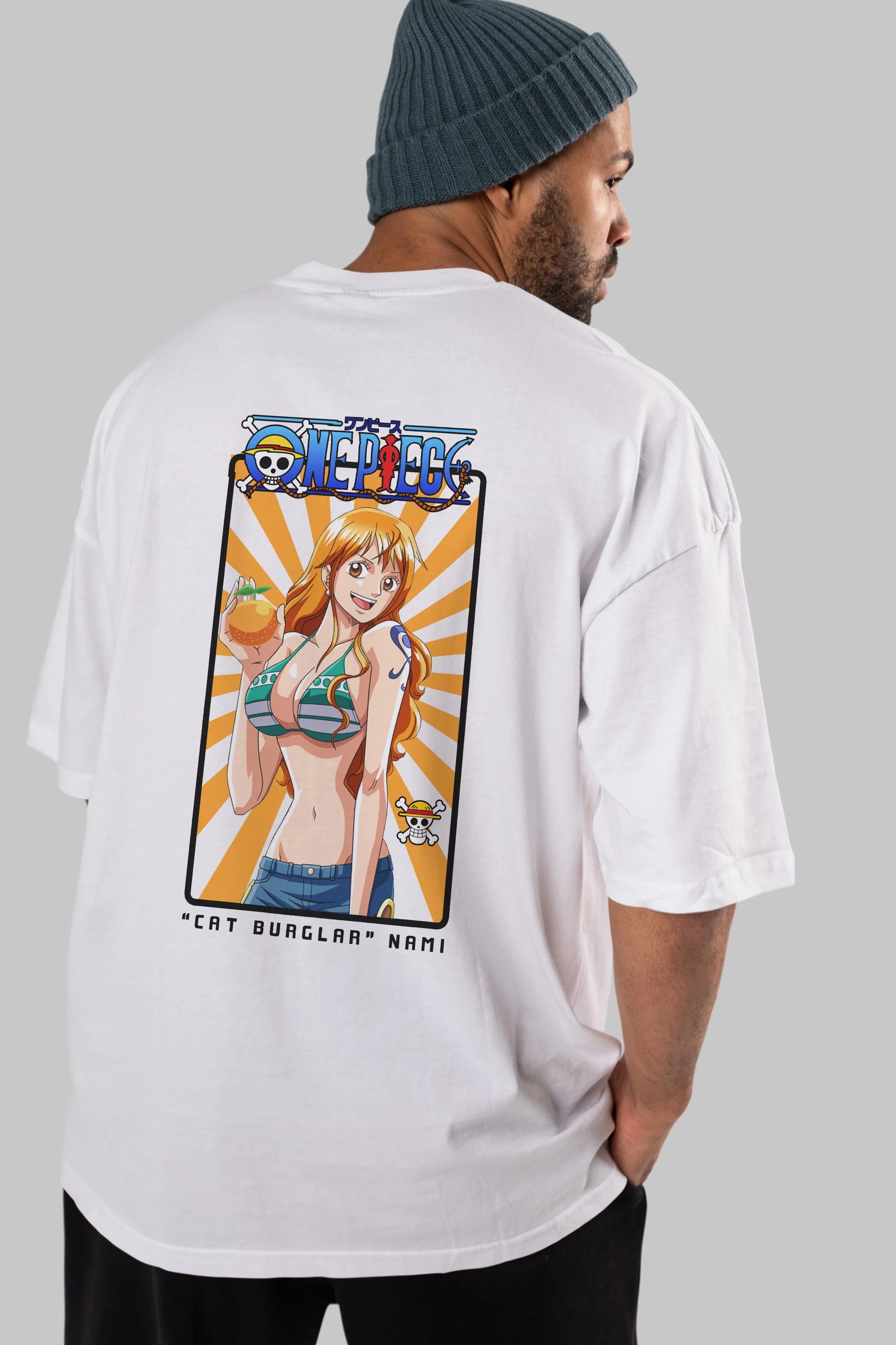 Nami Anime Arka Baskılı Oversize t-shirt Erkek Kadın Unisex %100 pamuk tişort