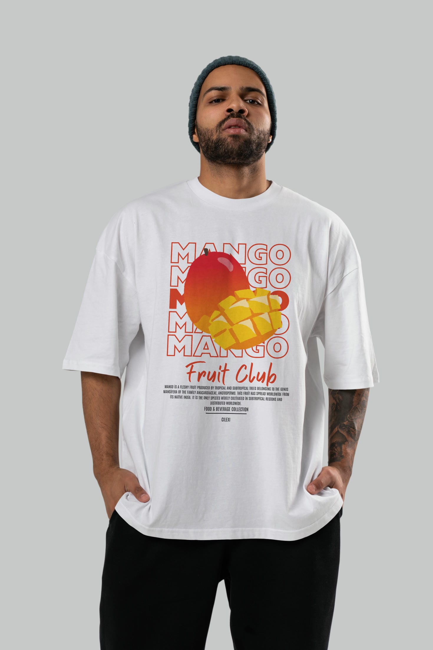 Mango Ön Baskılı Oversize t-shirt Erkek Kadın Pamuk Bisiklet Yaka tişort