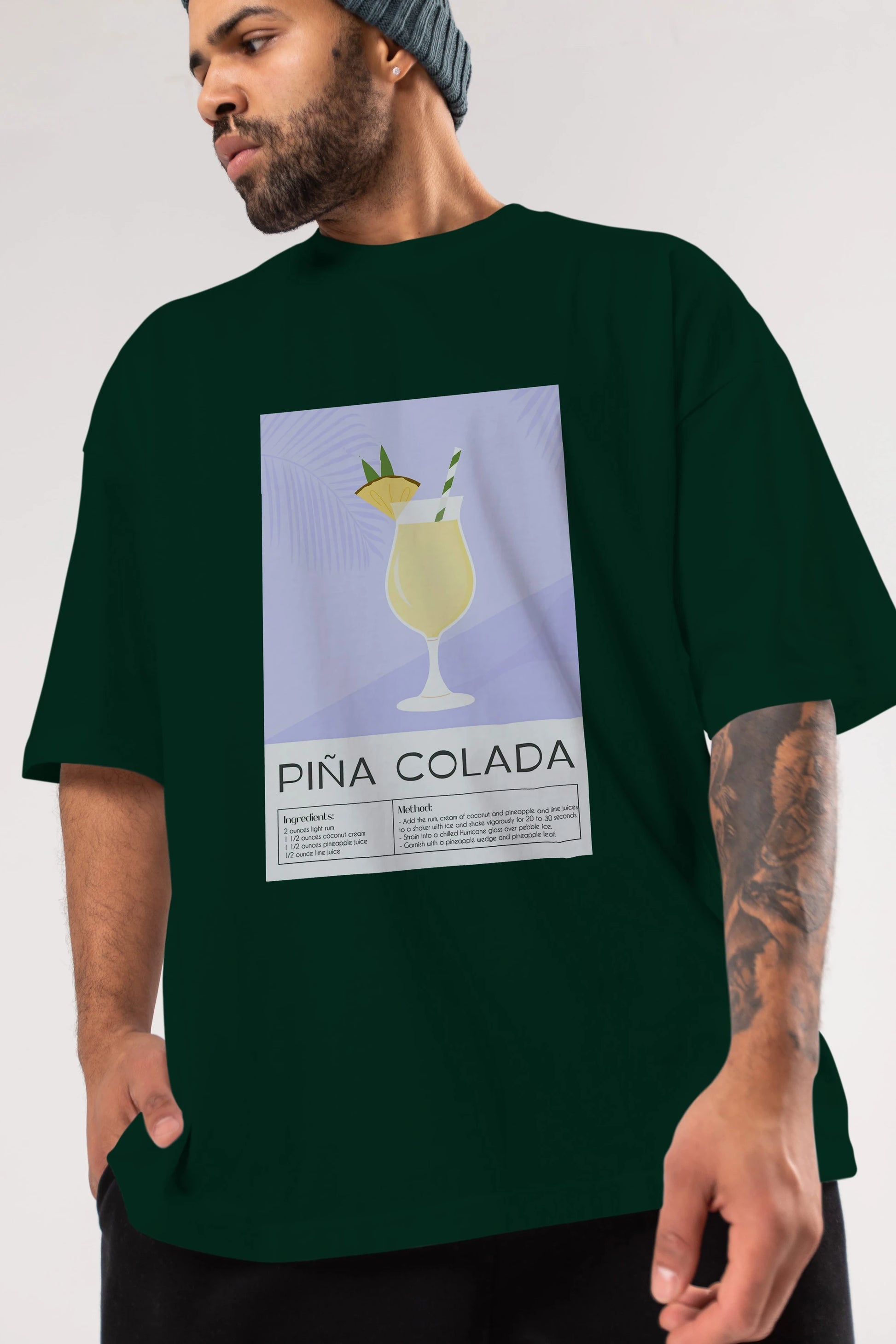 PIna Colada 6 Ön Baskılı Oversize t-shirt Erkek Kadın Unisex %100 Pamuk Bisiklet Yaka tişort