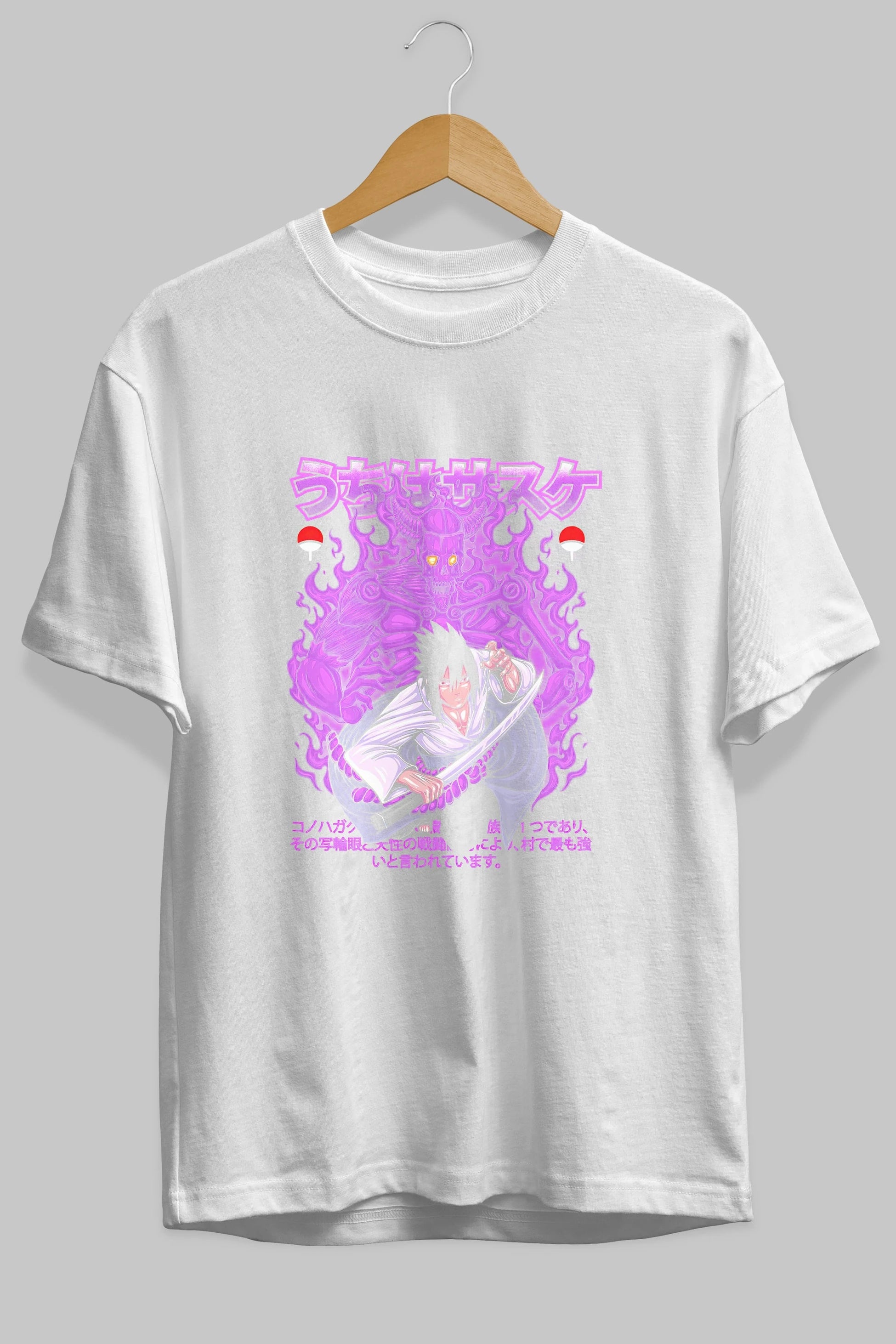 SASUKE UCHIHA NARUTO Anime Ön Baskılı Oversize t-shirt %100 pamuk Erkek Kadın Unisex
