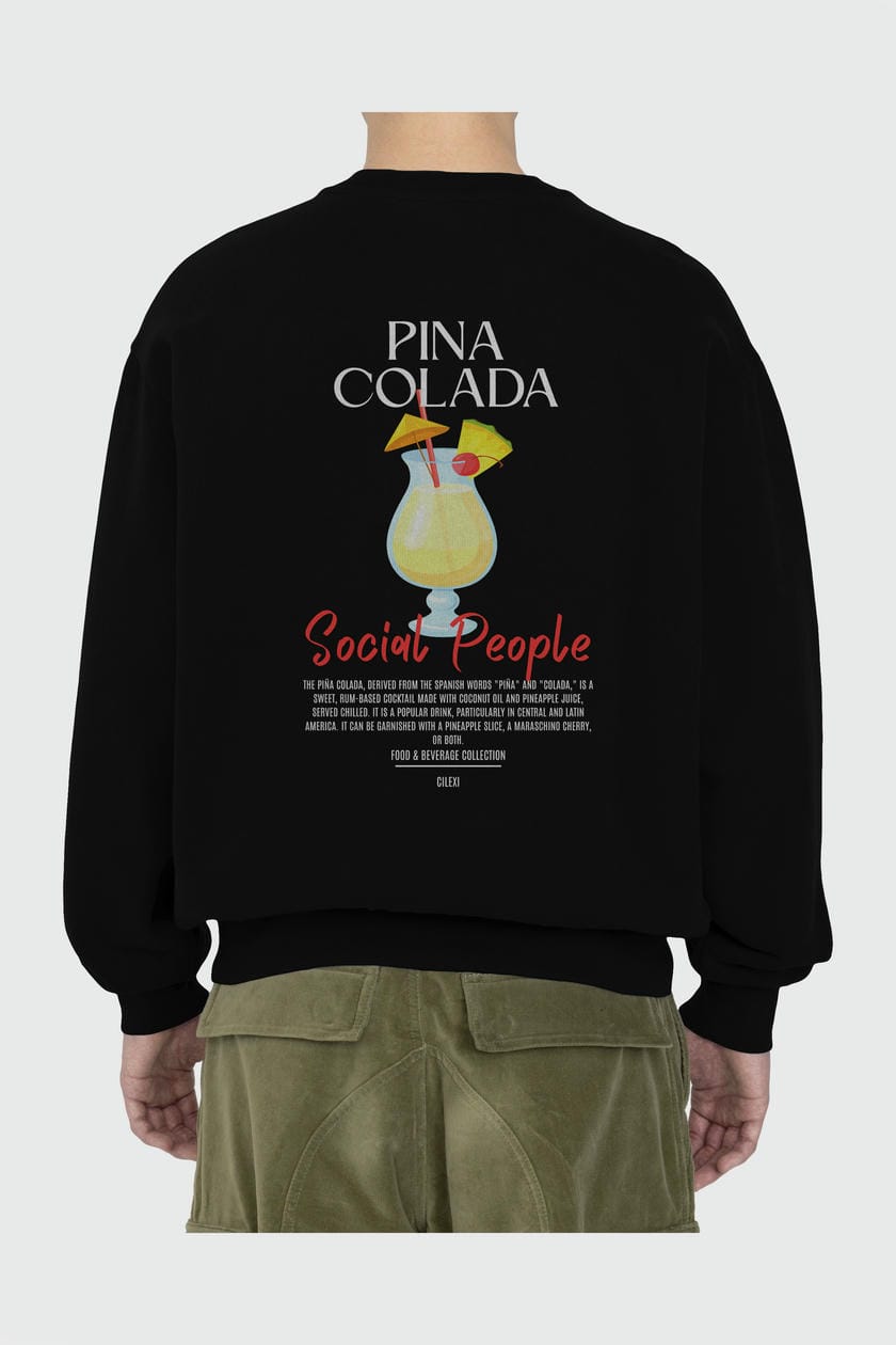 Pina Colada Arka Baskılı Oversize Sweatshirt Erkek Kadın Unisex