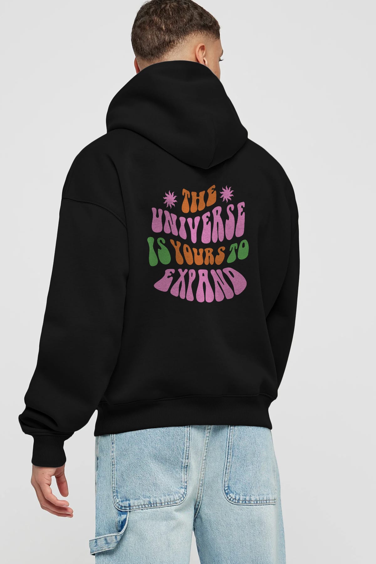 The Universe is Yours Yazılı Arka Baskılı Oversize Hoodie Kapüşonlu Sweatshirt Erkek Kadın Unisex