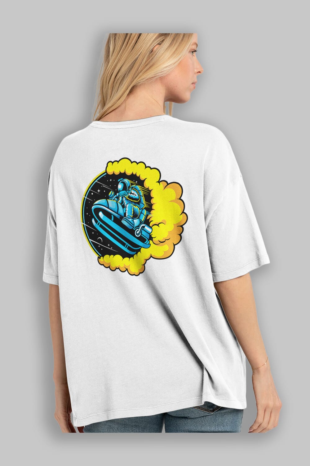 Astrojump with Snowmobile Arka Baskılı Oversize t-shirt Erkek Kadın Unisex