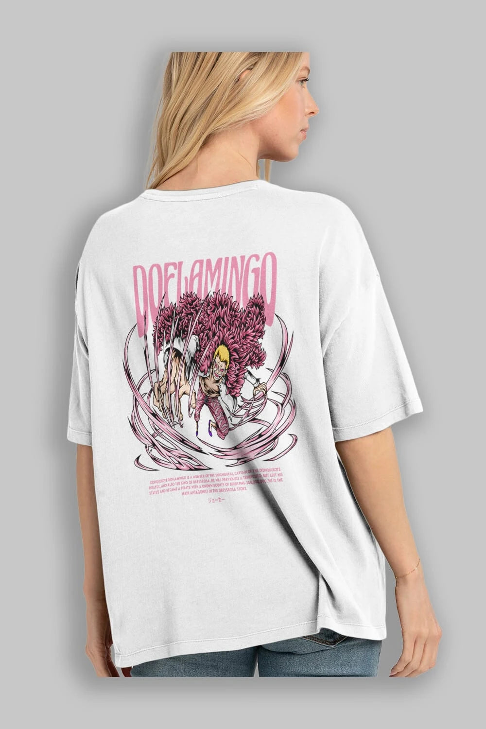 Doflamingo Anime Arka Baskılı Oversize t-shirt Erkek Kadın Unisex