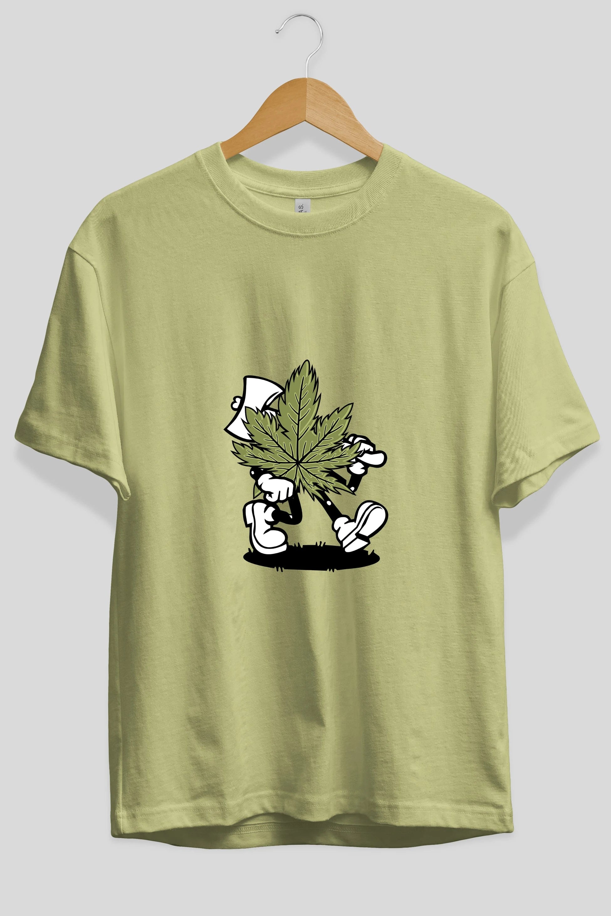 Weed Ön Baskılı Oversize t-shirt Erkek Kadın Unisex %100 Pamuk tişort