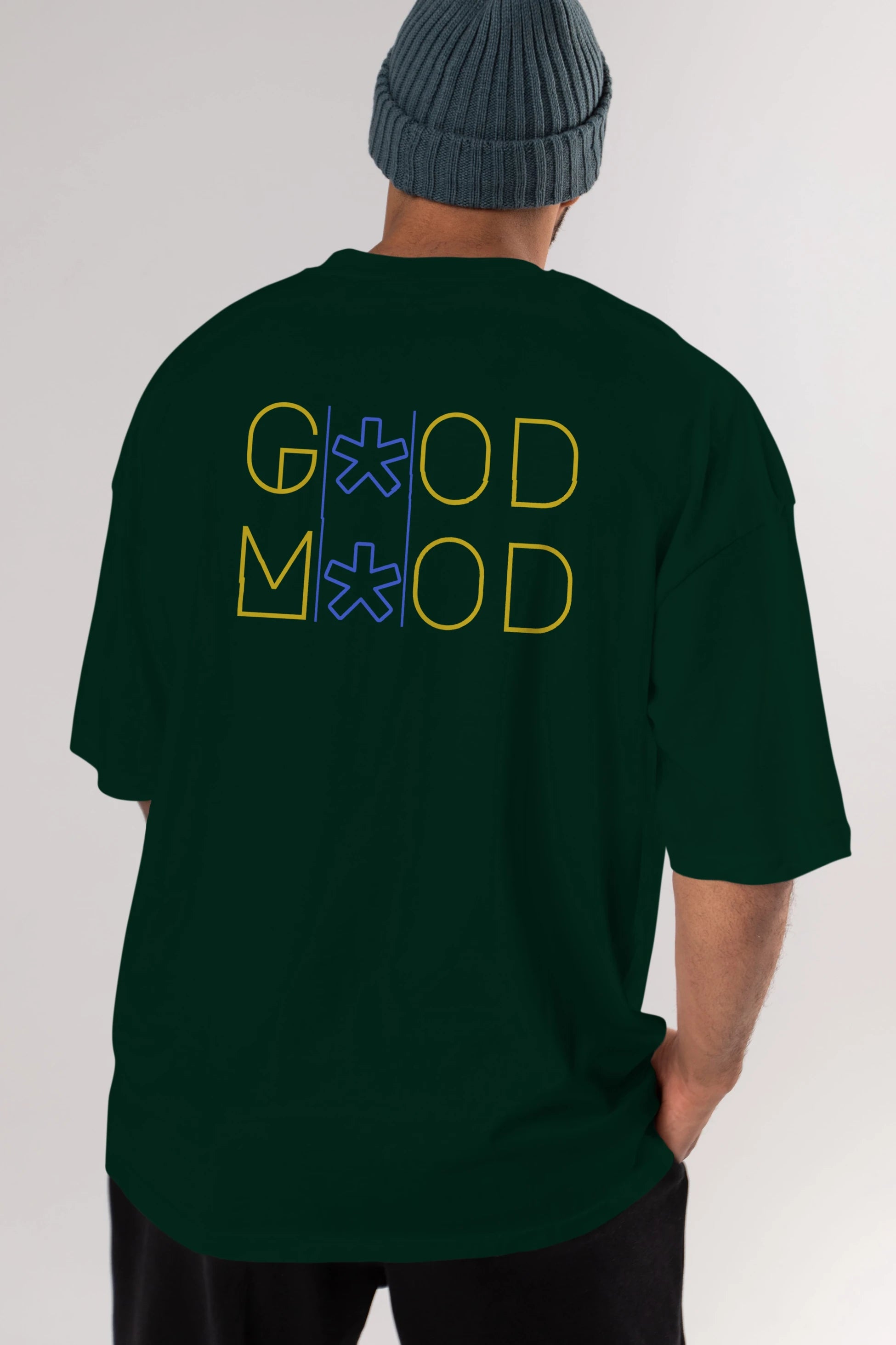 Good Mood Yazılı Arka Baskılı Oversize t-shirt Erkek Kadın Unisex