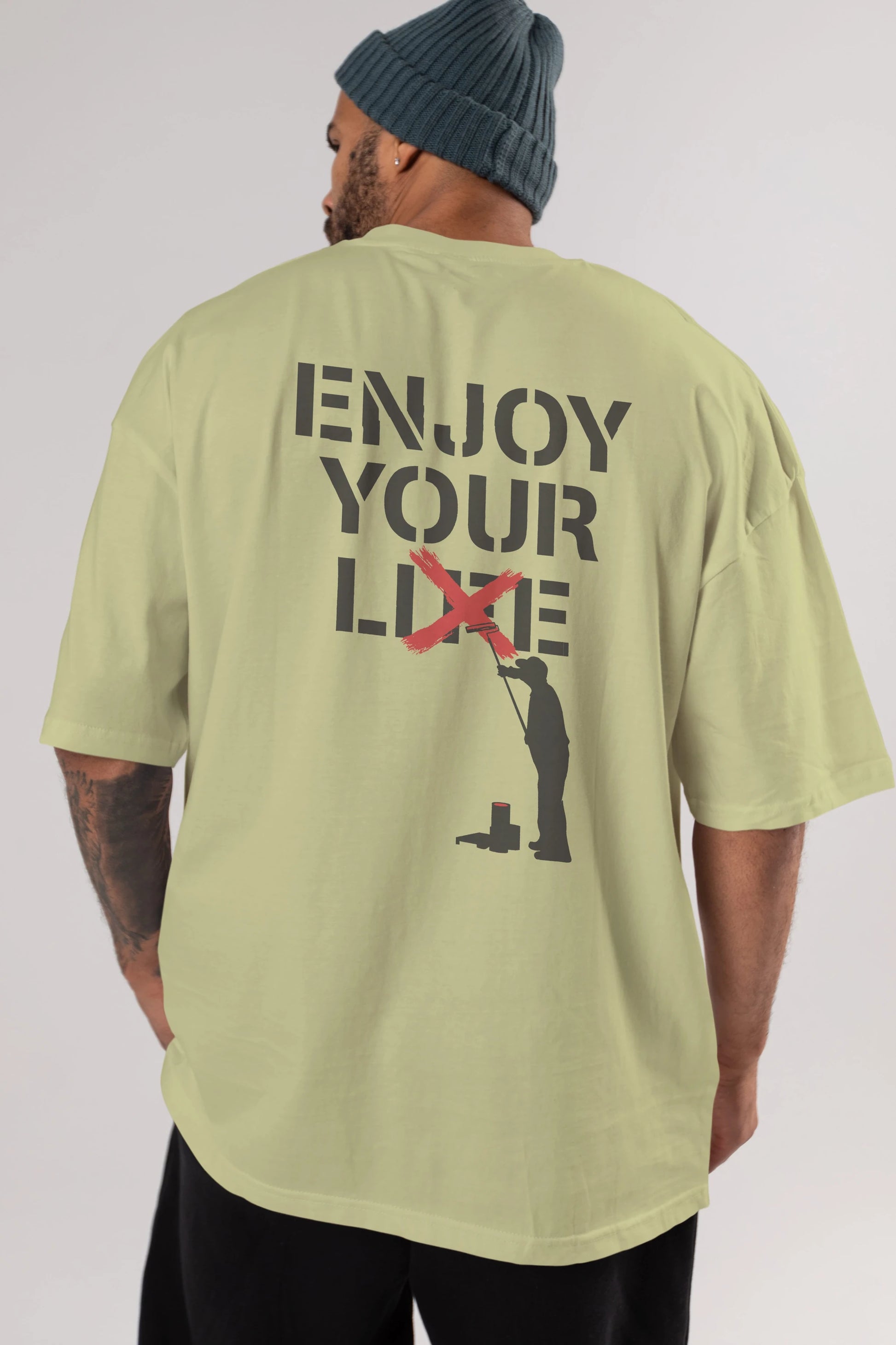 Enjoy Your Lie Arka Baskılı Oversize t-shirt %100 pamuk Erkek Kadın Unisex