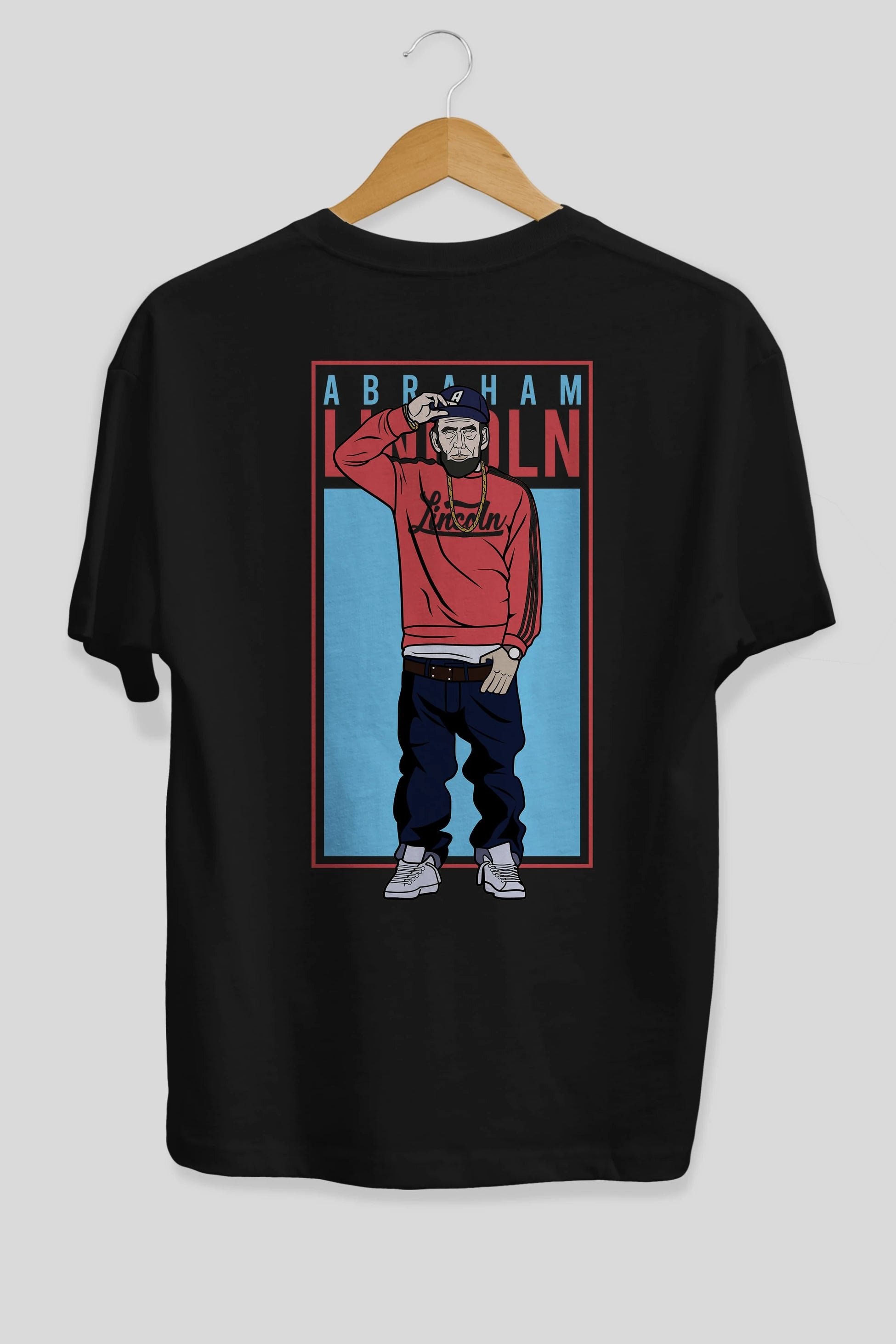 Abraham Lincoln Arka Baskılı Oversize t-shirt Erkek Kadın Unisex %100 Pamuk tişort