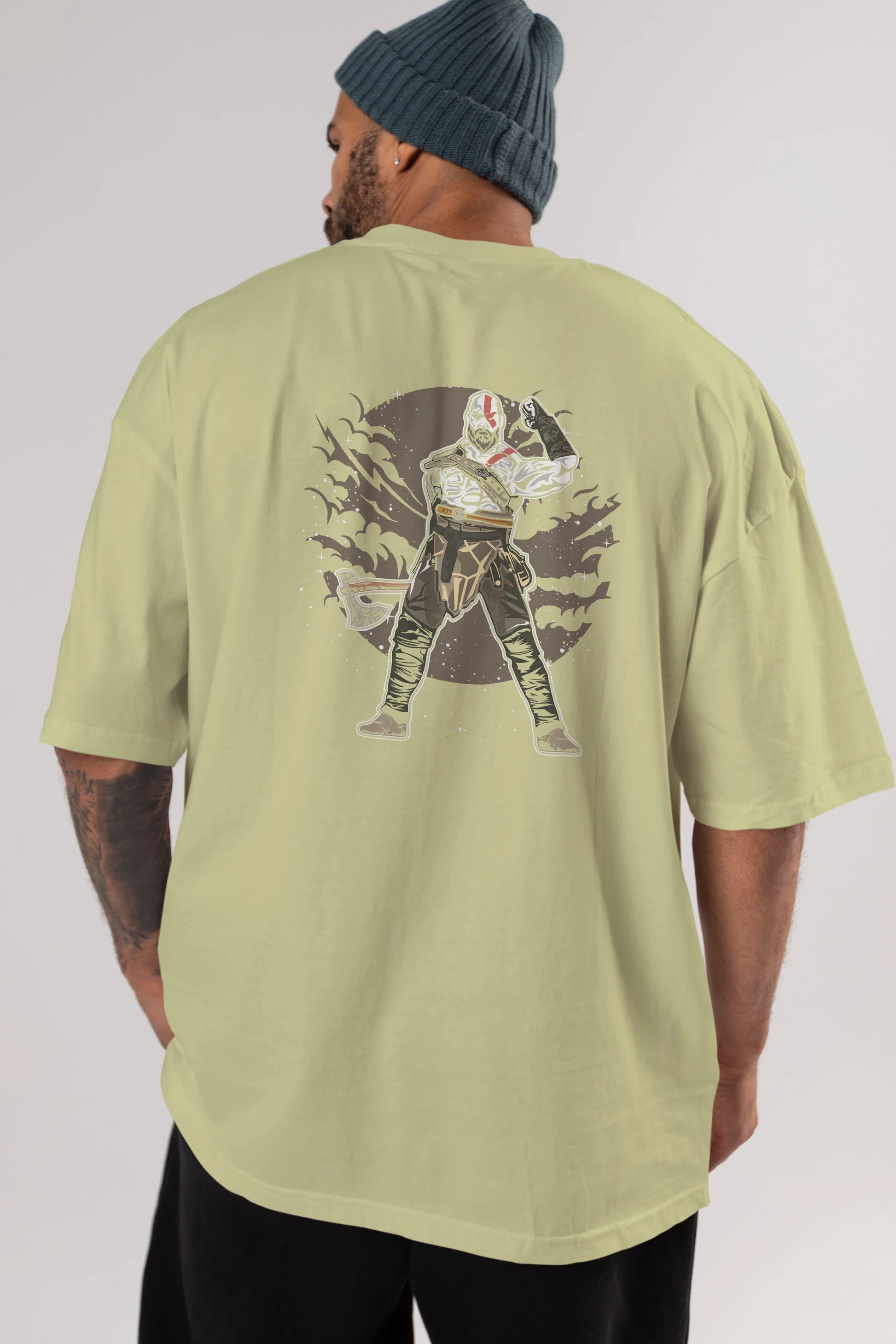 GOD OF WAR Arka Baskılı Oversize t-shirt Erkek Kadın Unisex %100 Pamuk