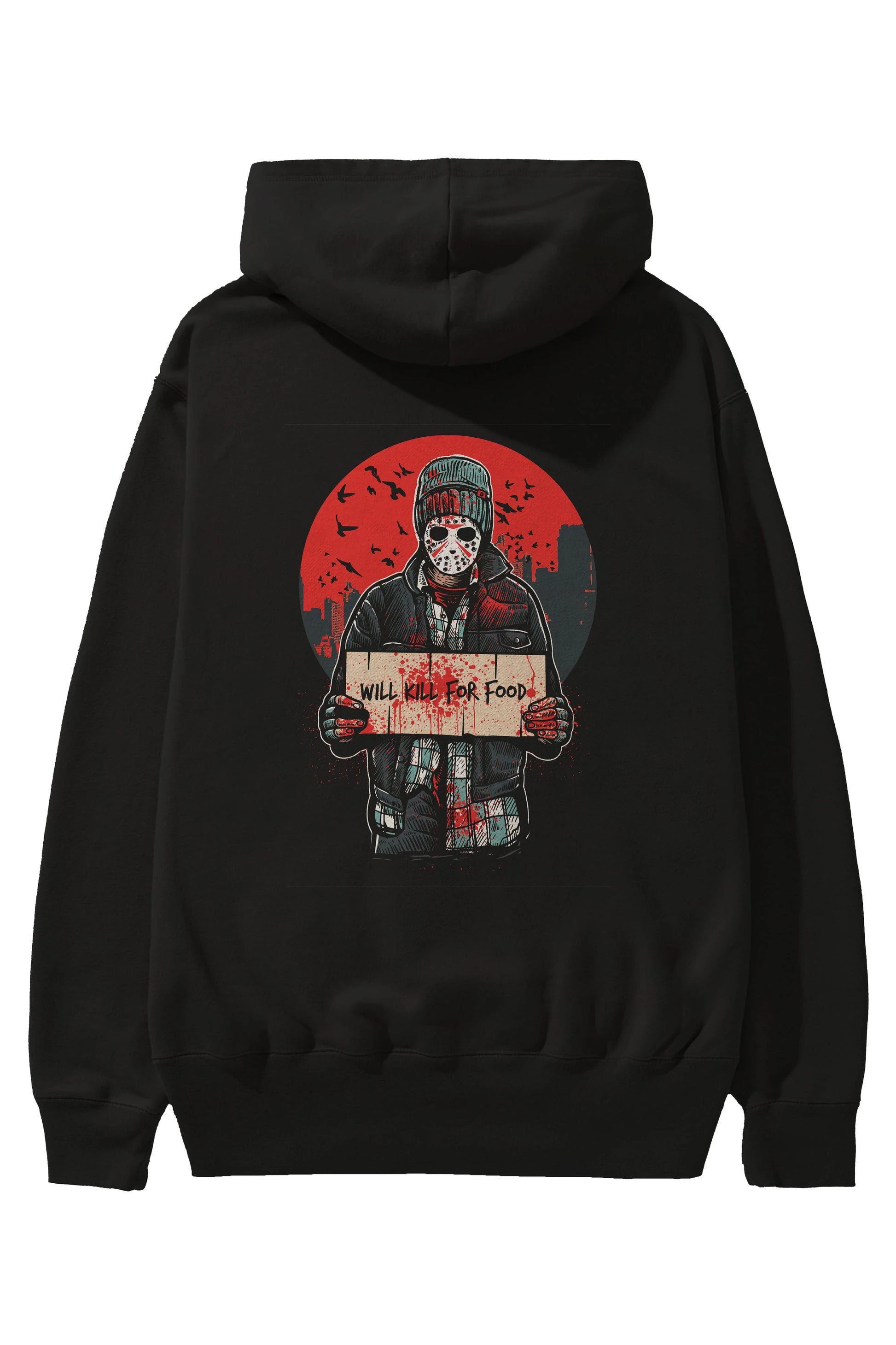 Kill For Food Arka Baskılı Hoodie Oversize Kapüşonlu Sweatshirt Erkek Kadın Unisex