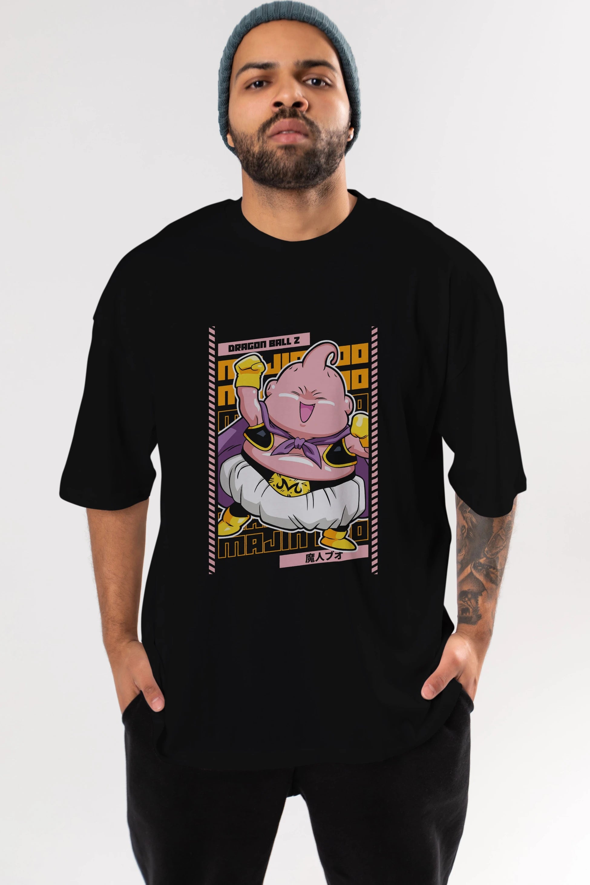 MAJIN BOO1 Anime Ön Baskılı Oversize t-shirt %100 pamuk Erkek Kadın Unisex