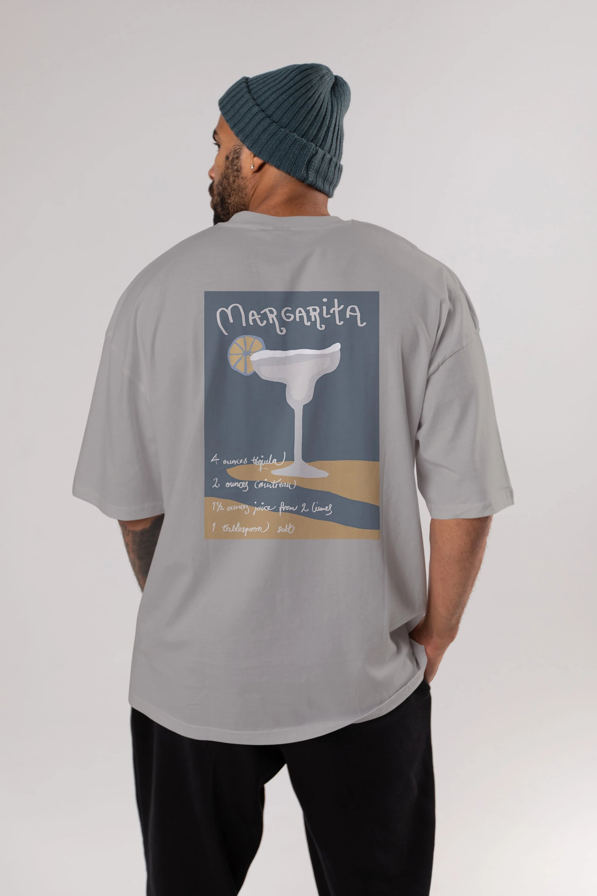 Margarita 2 Arka Baskılı Oversize t-shirt Erkek Kadın Unisex %100 Pamuk Bisiklet Yaka tişort