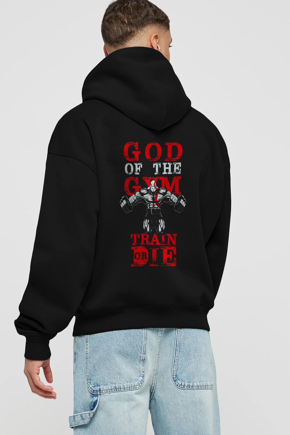 God of The GYM Arka Baskılı Hoodie Oversize Kapüşonlu Sweatshirt Erkek Kadın Unisex