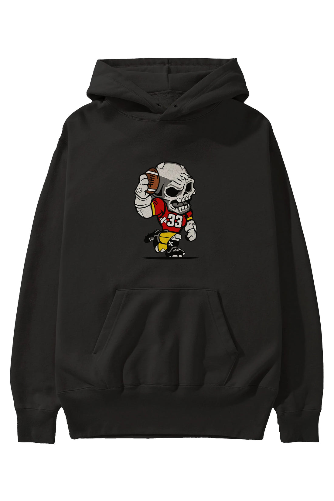 Skull Football Player Ön Baskılı Hoodie Oversize Kapüşonlu Sweatshirt Erkek Kadın Unisex