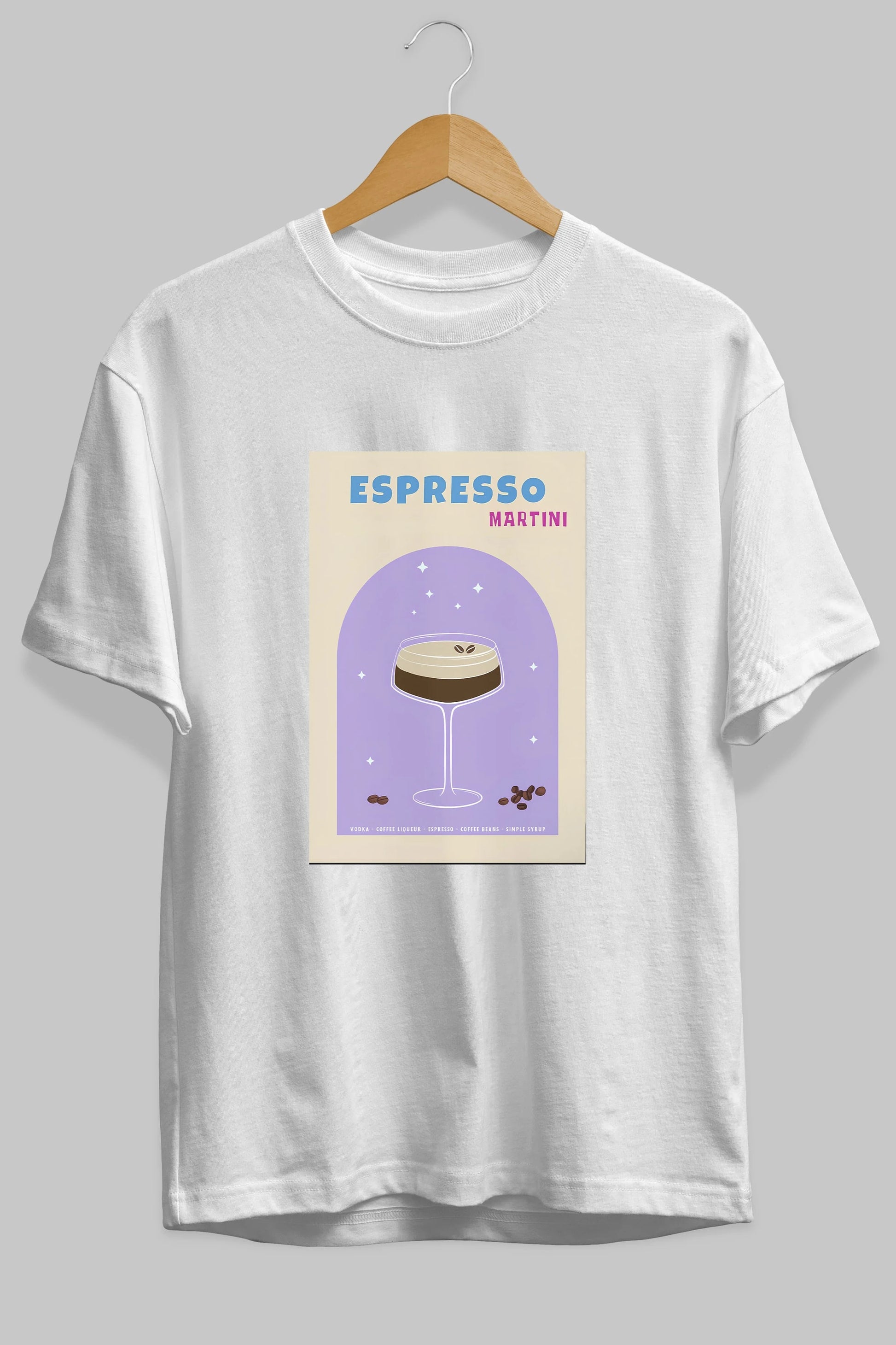 Espresso Martini 5 Ön Baskılı Oversize t-shirt Erkek Kadın Unisex %100 Pamuk Bisiklet Yaka tişort