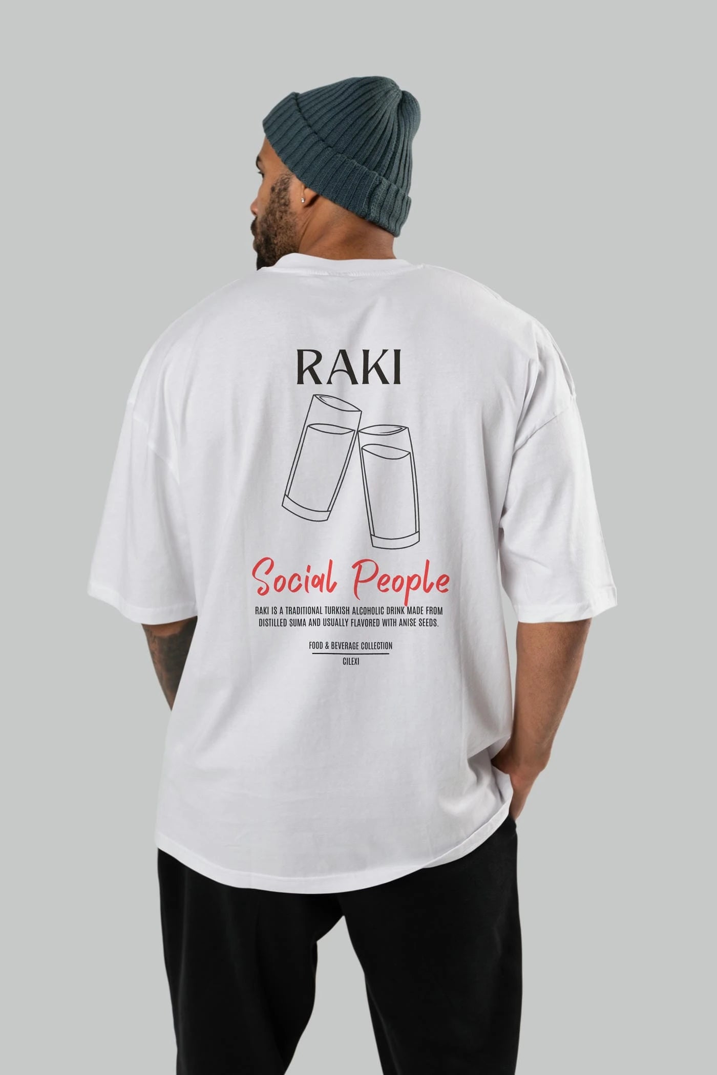 Rakı Kokteyl Serisi Baskılı Oversize t-shirt Erkek Kadın Unisex %100 Pamuk Bisiklet Yaka tişort