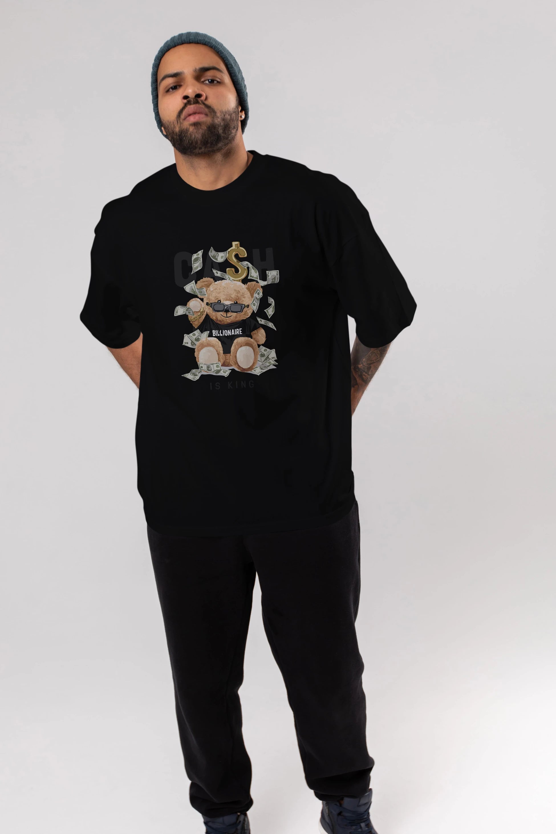 Teddy Bear Billionaire Ön Baskılı Oversize t-shirt Erkek Kadın Unisex %100 Pamuk