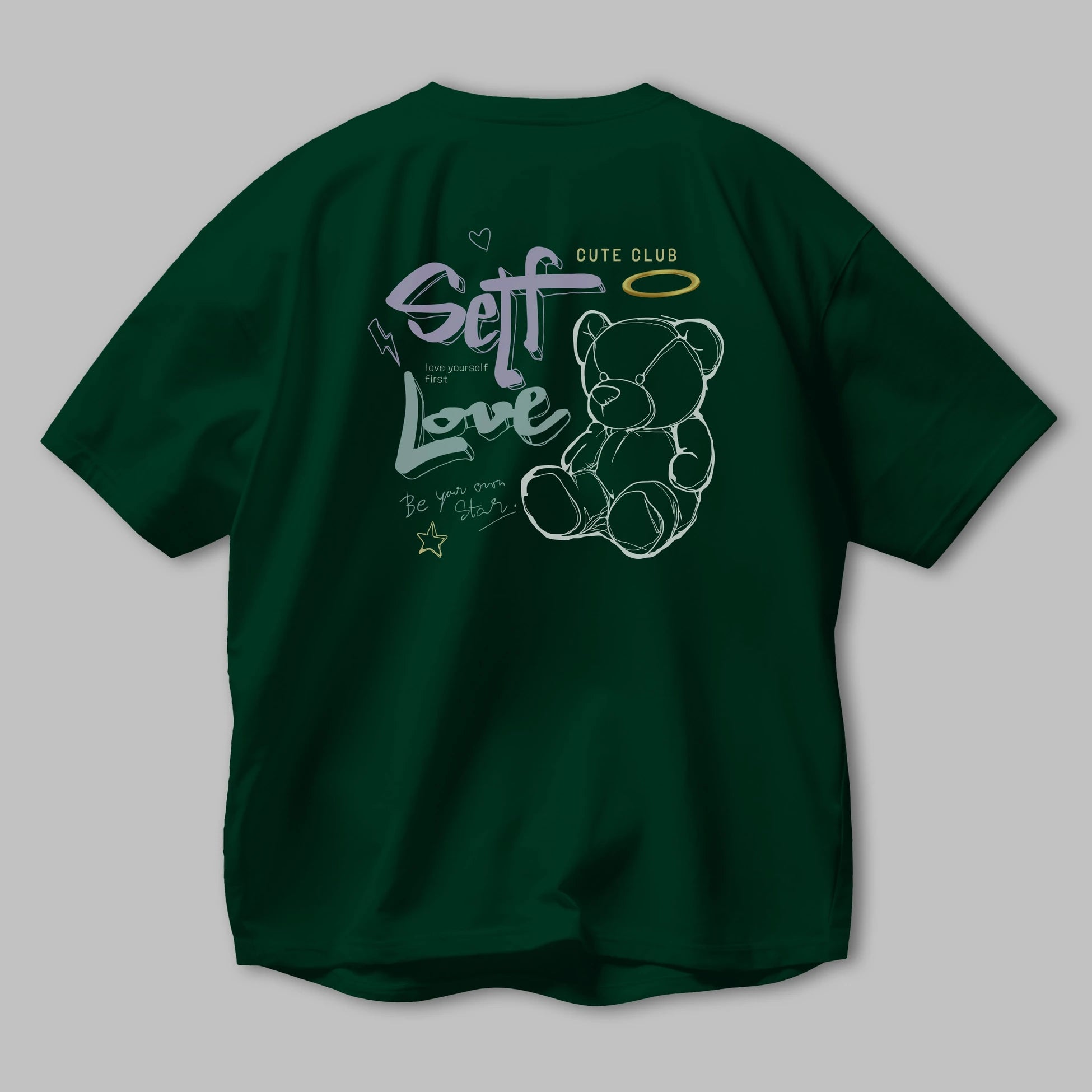 Self Love Bear Arka Baskılı Oversize t-shirt Erkek Kadın Unisex